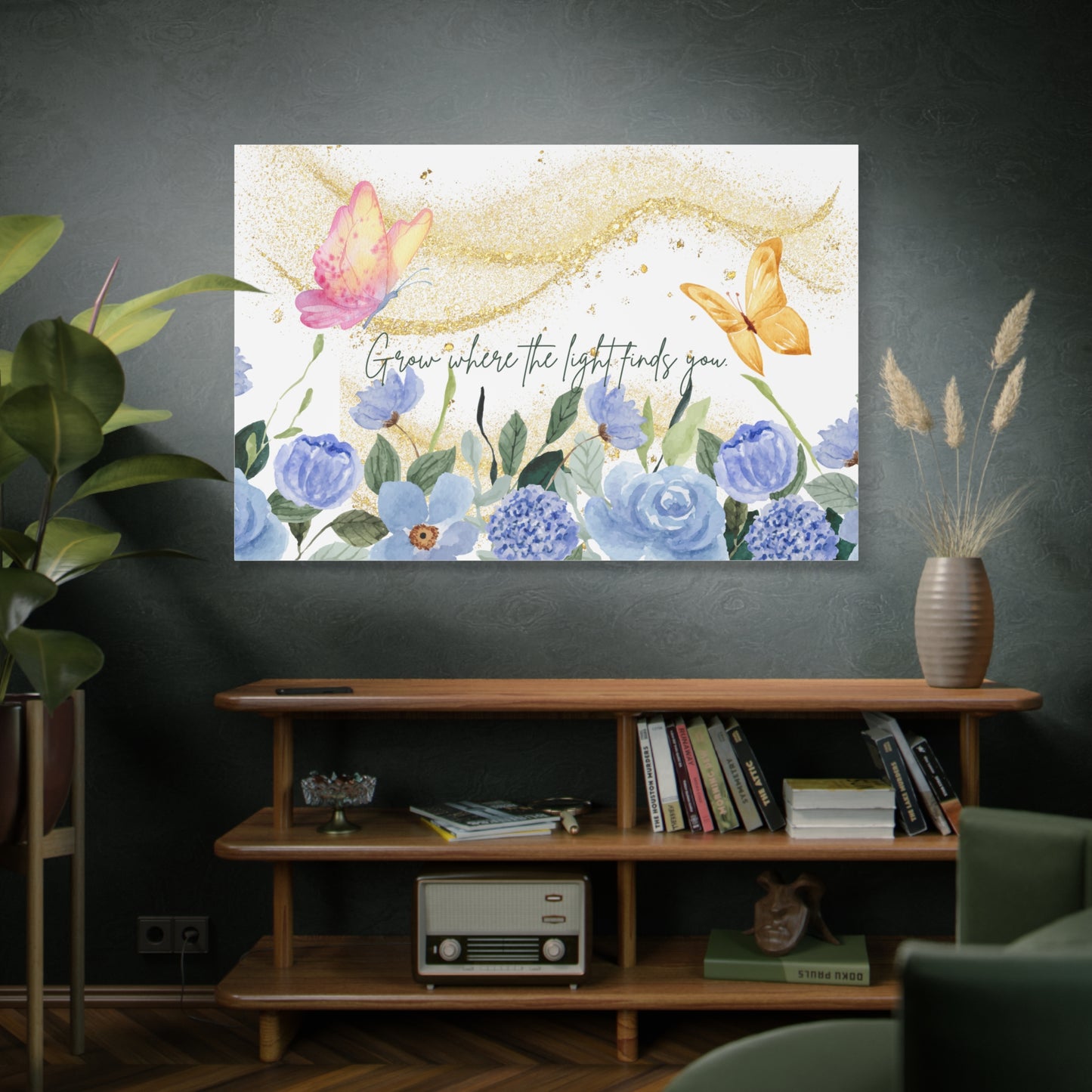 Inspirational Floral Canvas Art - "Grow Where the Light Finds You"