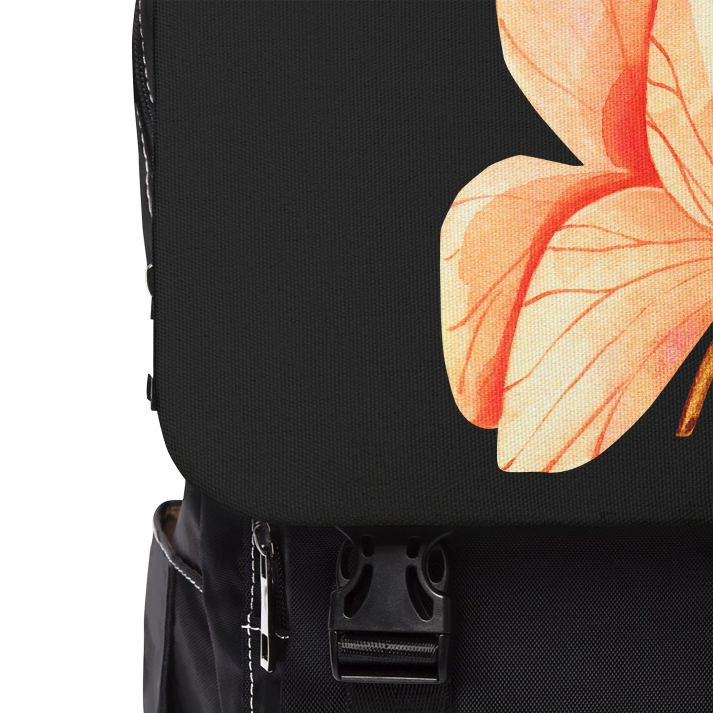 Butterfly Backpack – Minimalist Soft Orange Butterfly Design | Black Travel Backpack | Stardust Cove