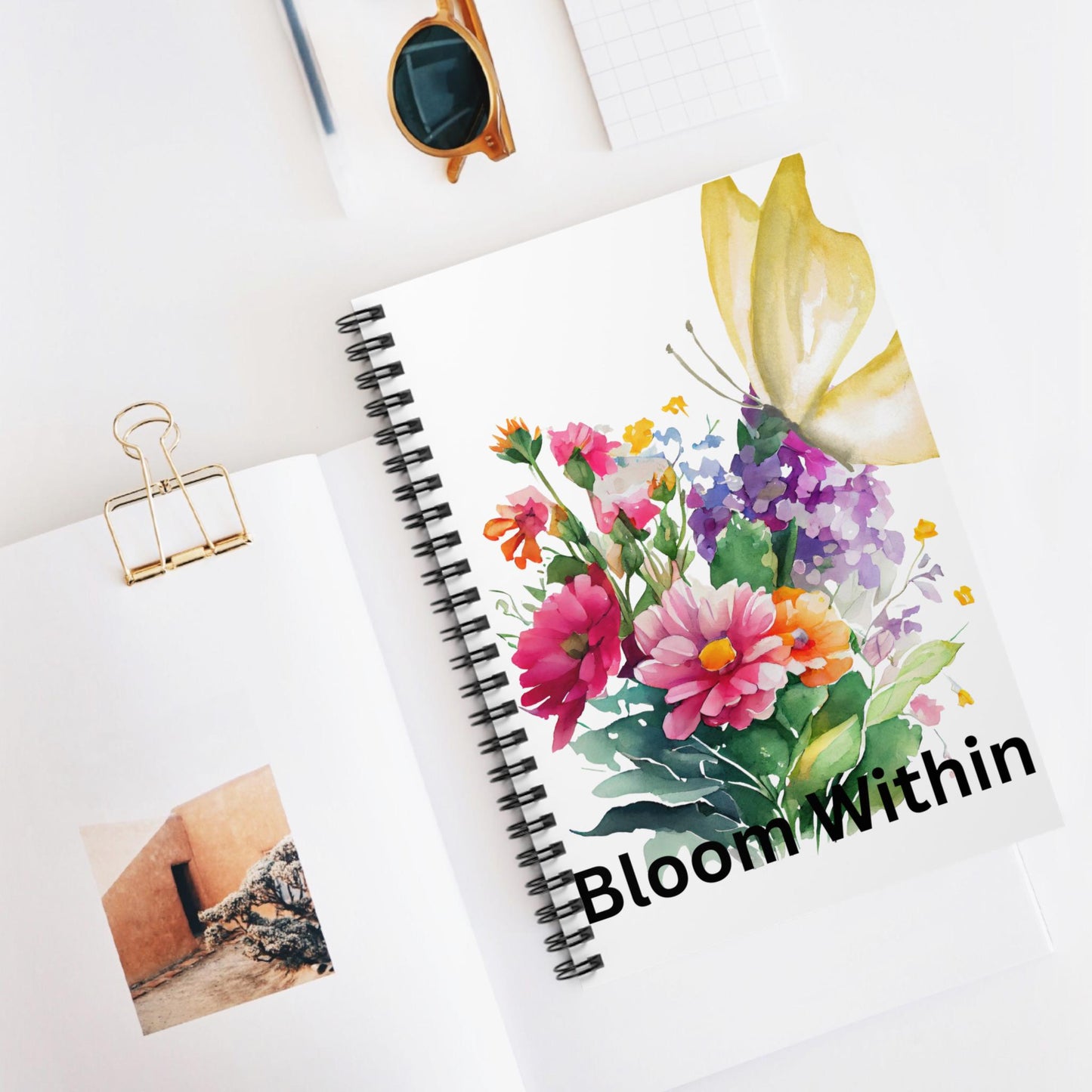 Floral Spiral Notebook - Bloom Within, Journaling, Gift for Her, Self-Improvement, Flower Lover's Journal, Inspirational Note
