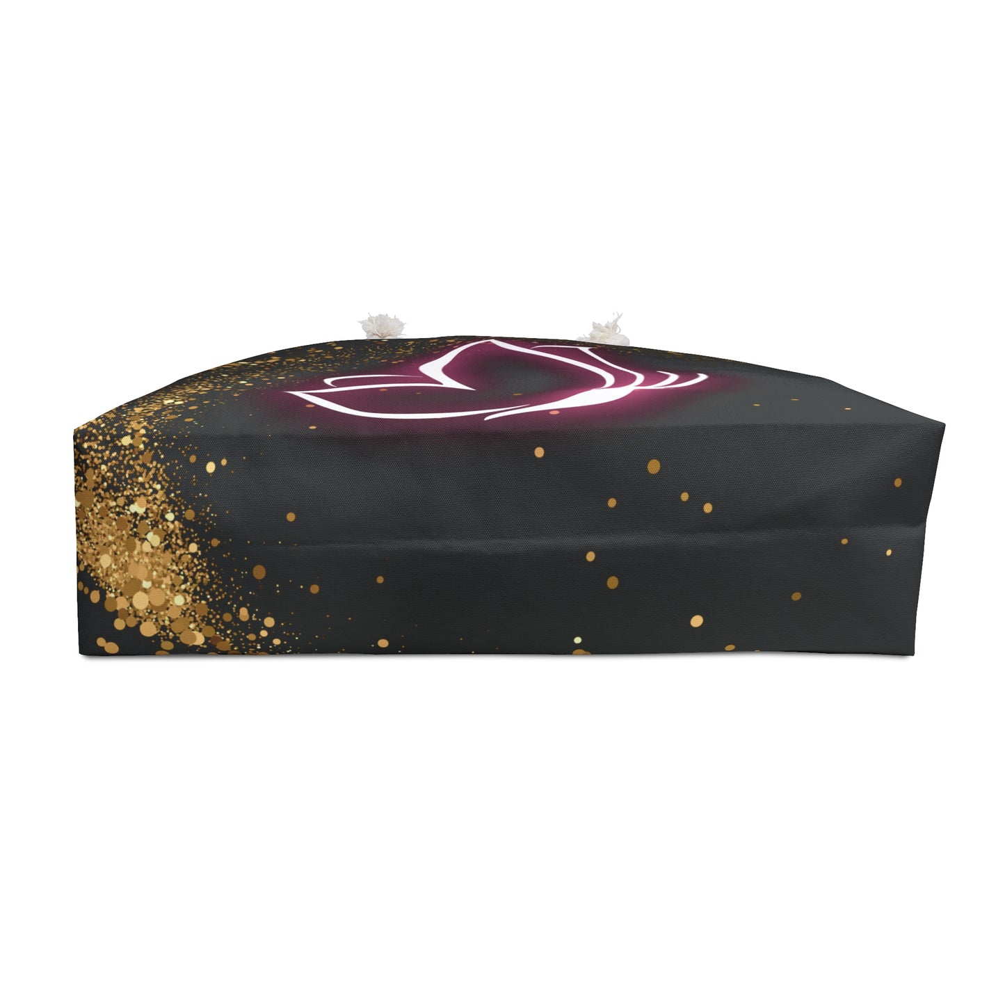 Elegant Pink Butterfly Weekender Bag – Black and Gold Travel Tote – Glamorous Overnight Bag