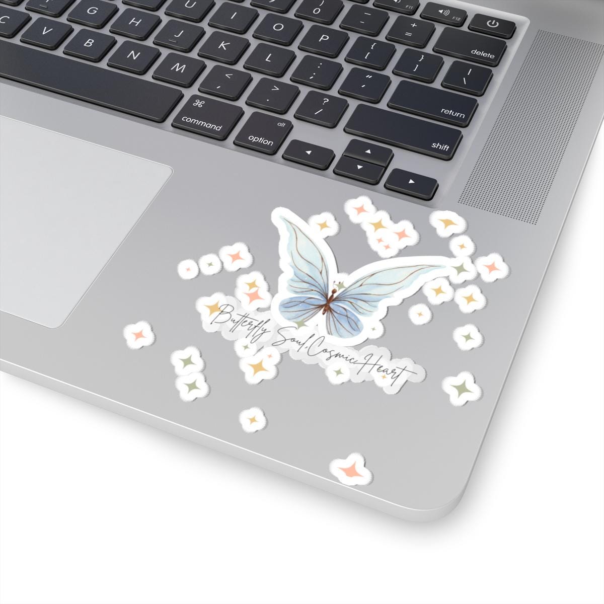 Whimsical Butterfly Kiss-Cut Stickers, Aesthetic Laptop Decals, Cosmic Heart Design, Cute Stationery, Nature-Inspired Gifts