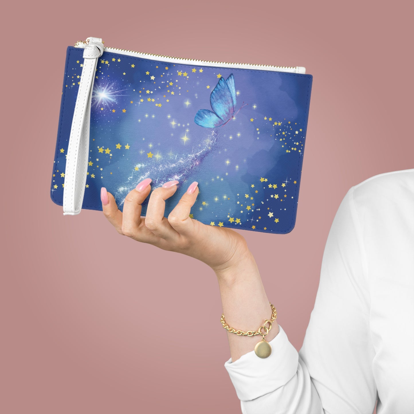 Celestial Butterfly Clutch Bag - Magical Night Sky Design