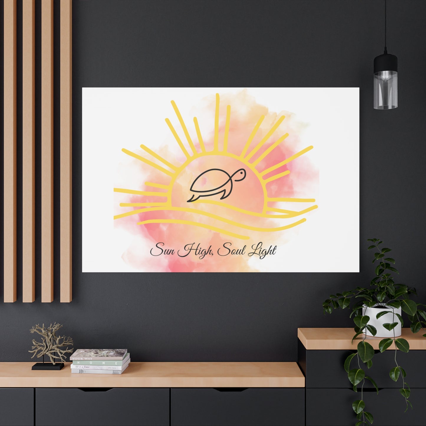 Sun High Soul Light Canvas – Watercolor Turtle & Sunrise Wall Art | Coastal Inspirational Decor