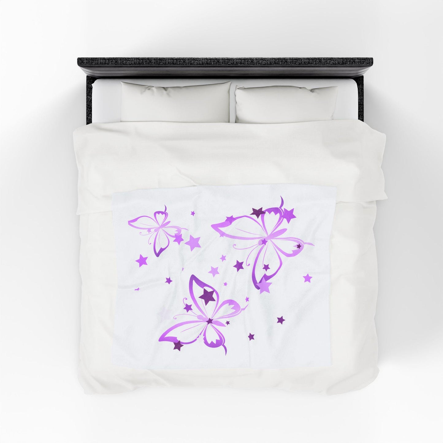 Velveteen Purple Butterfly Plush Blanket