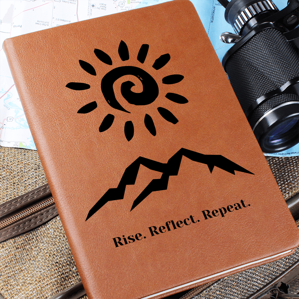 Rise and Reflect Leather Journal – Sun and Wave Design | Inspirational Gift for Writers & Seekers – Stardust Cove