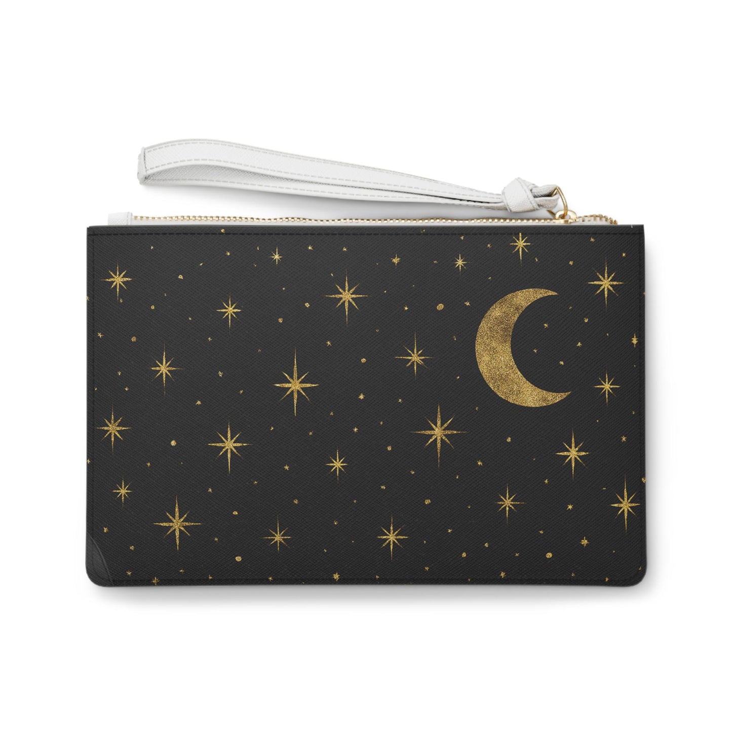 Celestial Clutch Bag, Starry Night Wristlet, Elegant Evening Purse, Moon & Stars Clutch, Cosmic Gift for Her