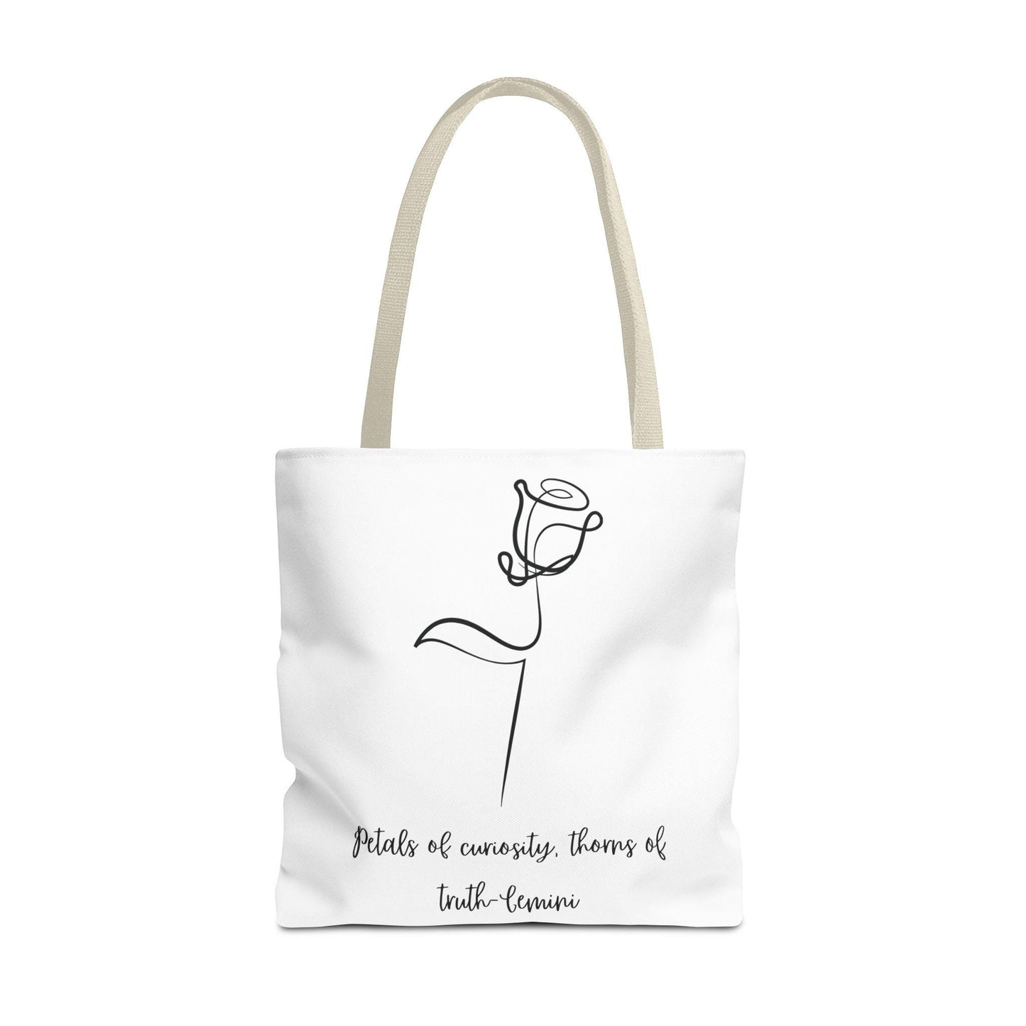 Minimalist Flower Tote Bag, Perfect for Gift, Grocery, Beach Day, Eco-Friendly, Petals of Curiosity, Thorns of Truth