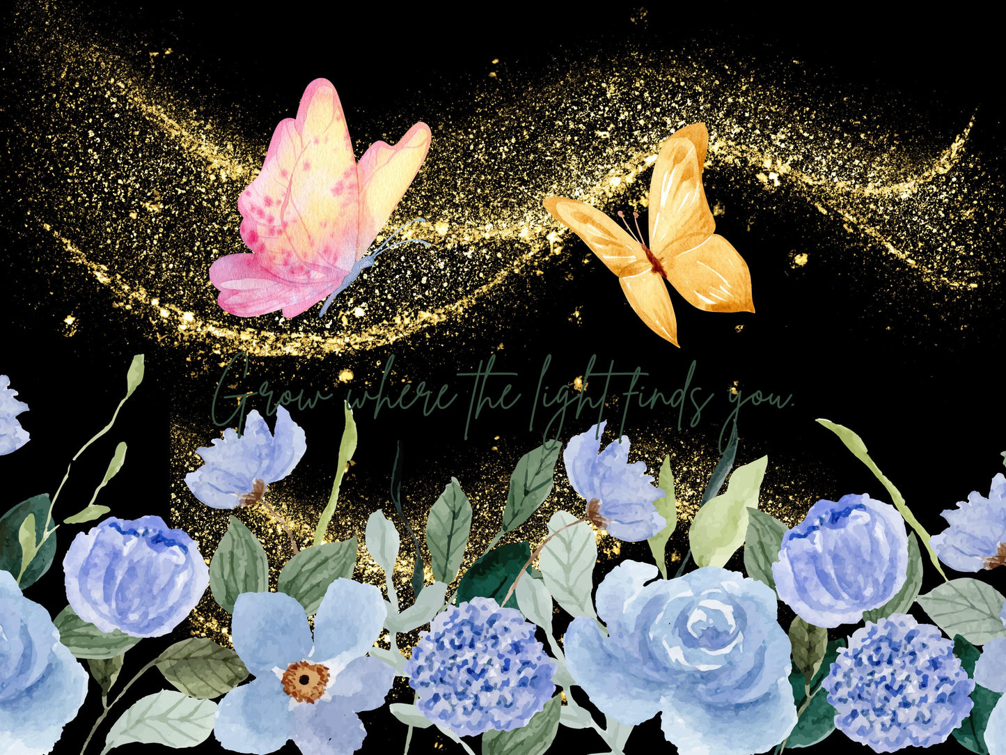 Inspirational Spiral Notebook - 'Grow Where the Light Finds You', Floral Butterfly Journal, Gift for Students, Nature Lovers, Spring,