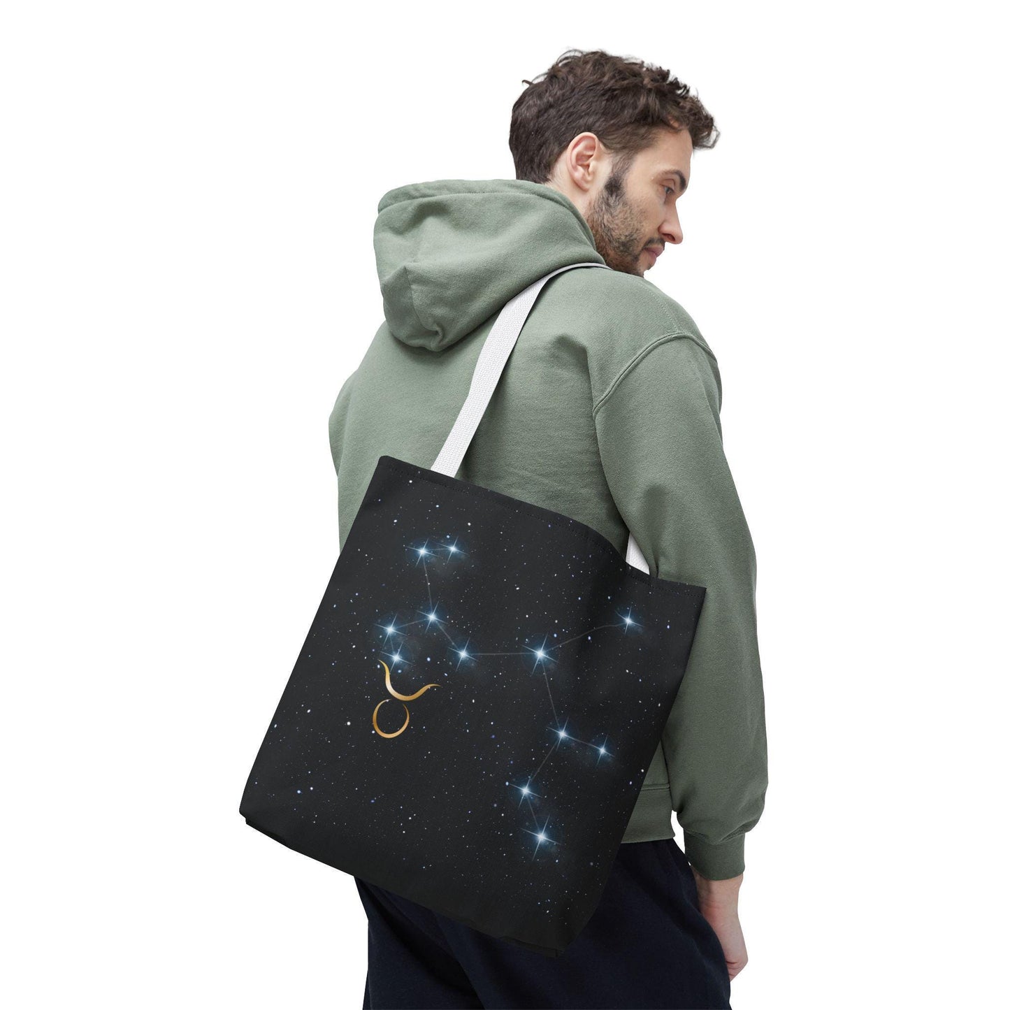 Zodiac Tote Bag with Taurus Constellation Design, Astrology Gift, Celestial Shopping Bag, Horoscope Birthday Present, Starry Night Style