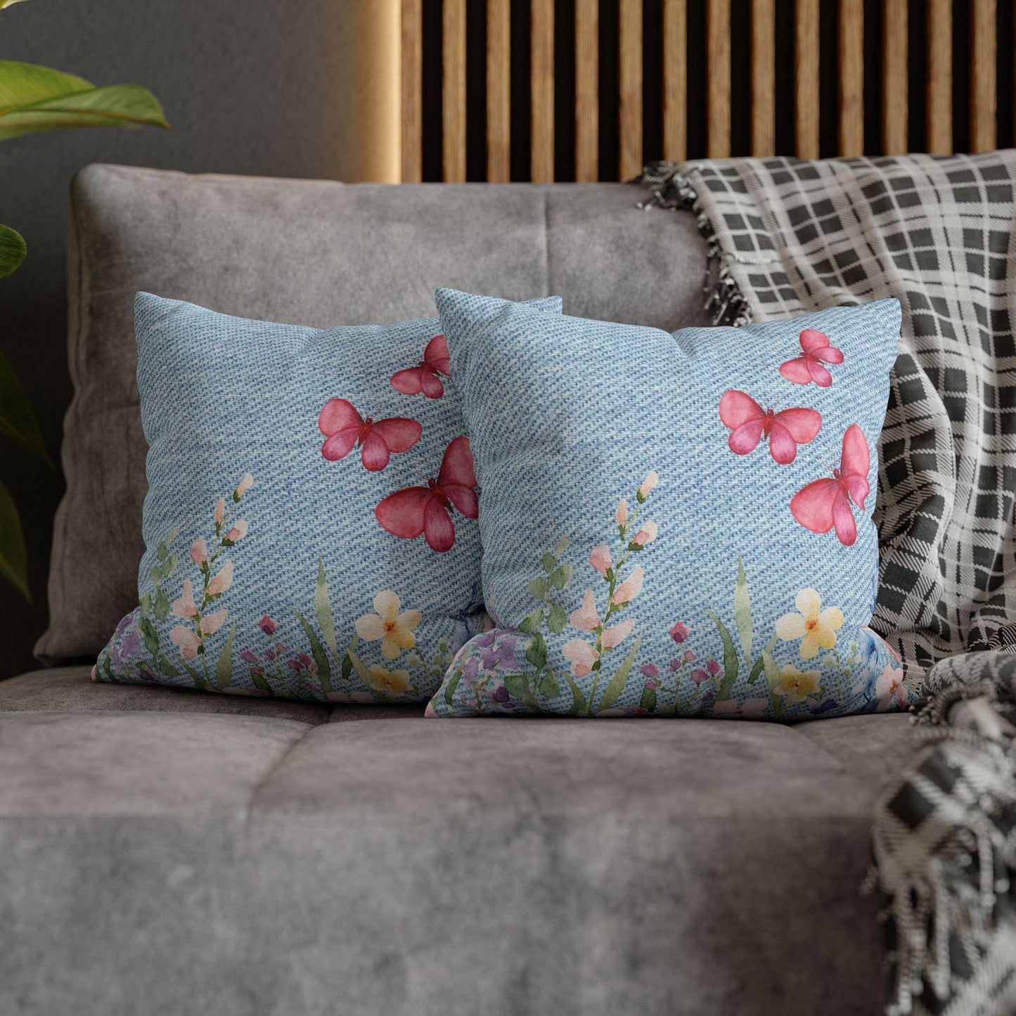 Floral Butterfly Throw Pillow, Decorative Cushion, Home Pillow Cover, Cozy Living Room Accent, Spring Decor, Gift for Her