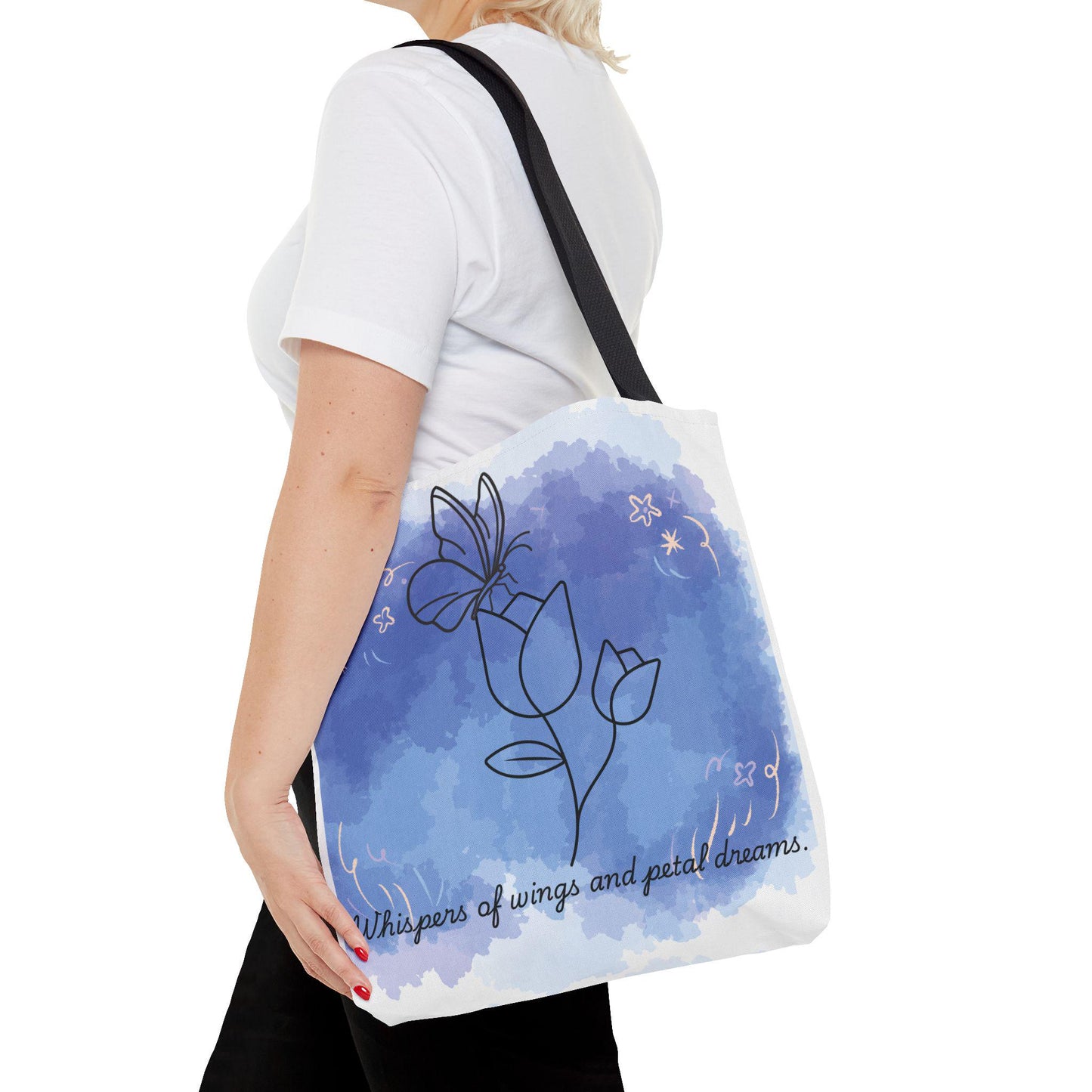 Whimsical Floral Tote Bag, Butterfly & Bloom Design, Dreamy Gift, Eco-Friendly Shopper, Perfect for Spring, Beach Bag, Garden Lover