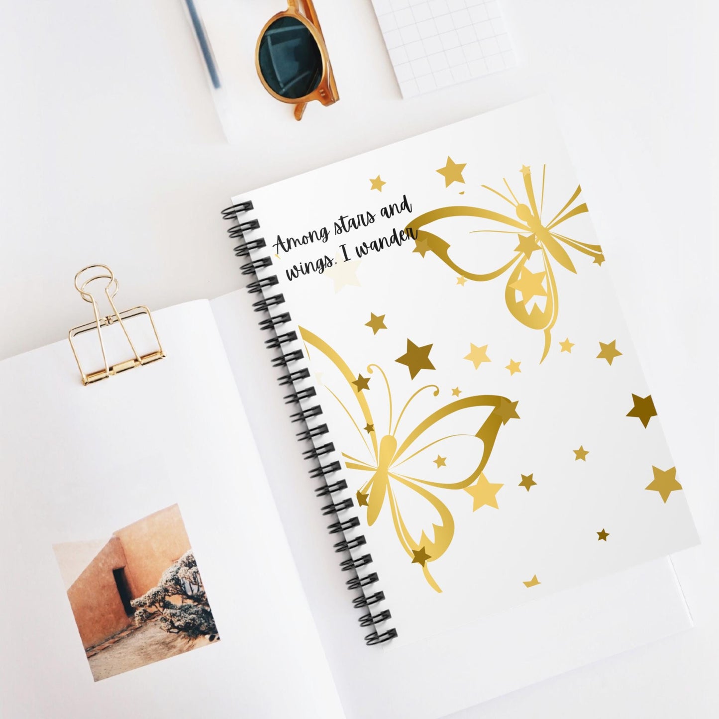 Enchanting Gold Butterfly Spiral Notebook - Ruled Lines, Perfect for Journaling, Writing, Gifts, Inspirational Quotes, Nature Lovers