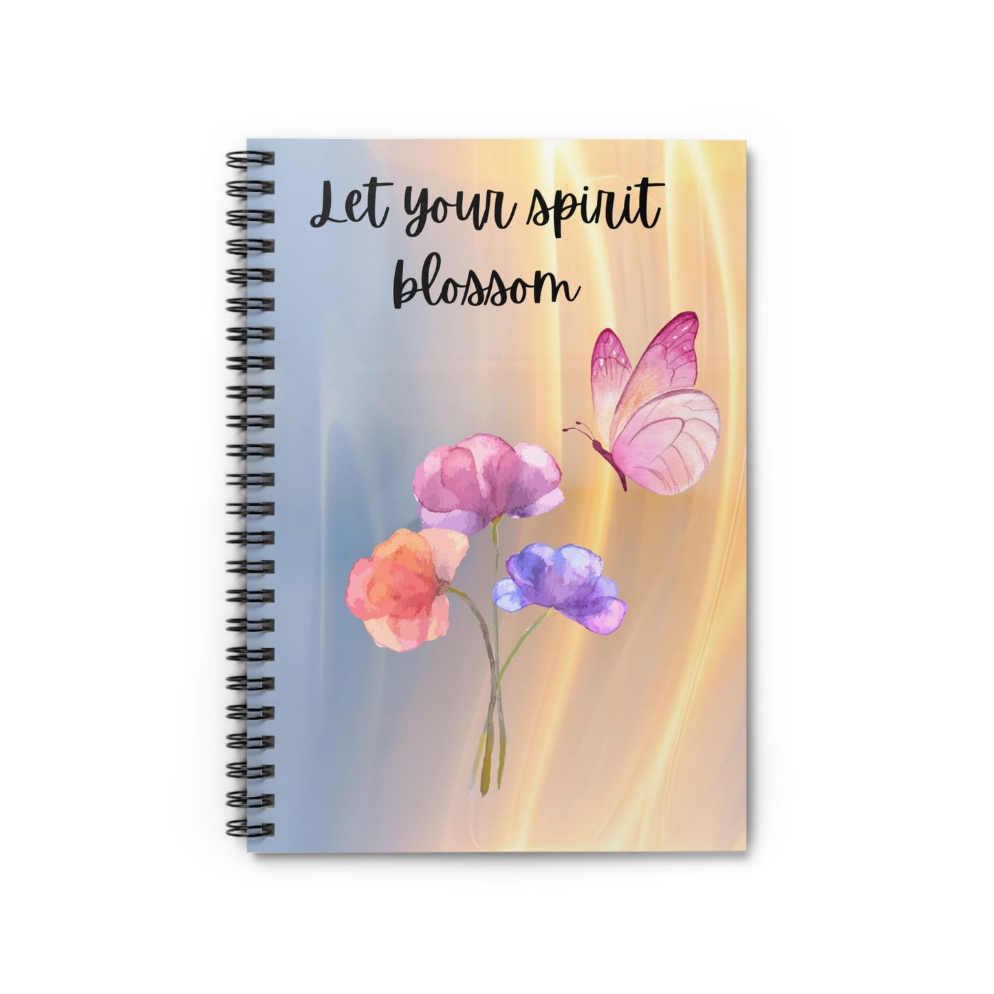 Let Your Spirit Blossom Spiral Notebook - Inspirational Journal, Gift for Her, Floral Design, Butterfly Theme, Creative Writing