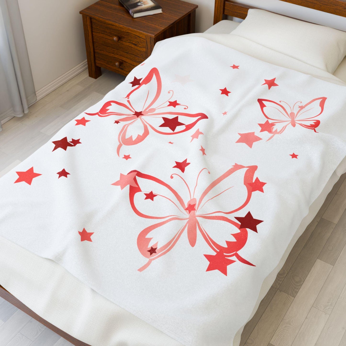 Butterfly Dream Velveteen Plush Blanket - Cozy Throw, Home Decor, Gift for Her, Kids Bedding, Soft Blanket