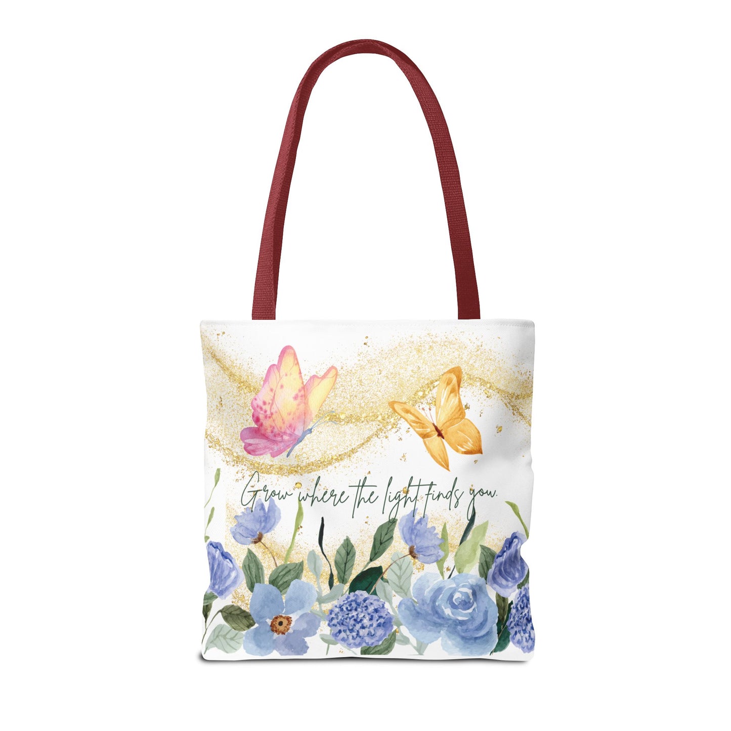 Inspirational Floral Tote Bag - "Grow Where the Light Finds You"