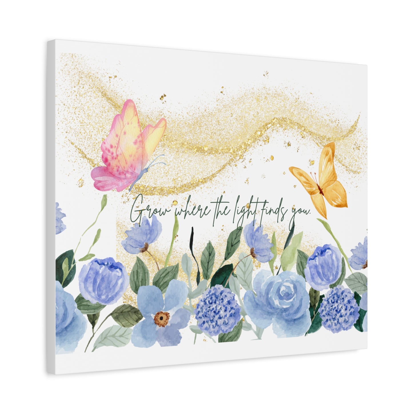 Inspirational Floral Canvas Art - "Grow Where the Light Finds You"