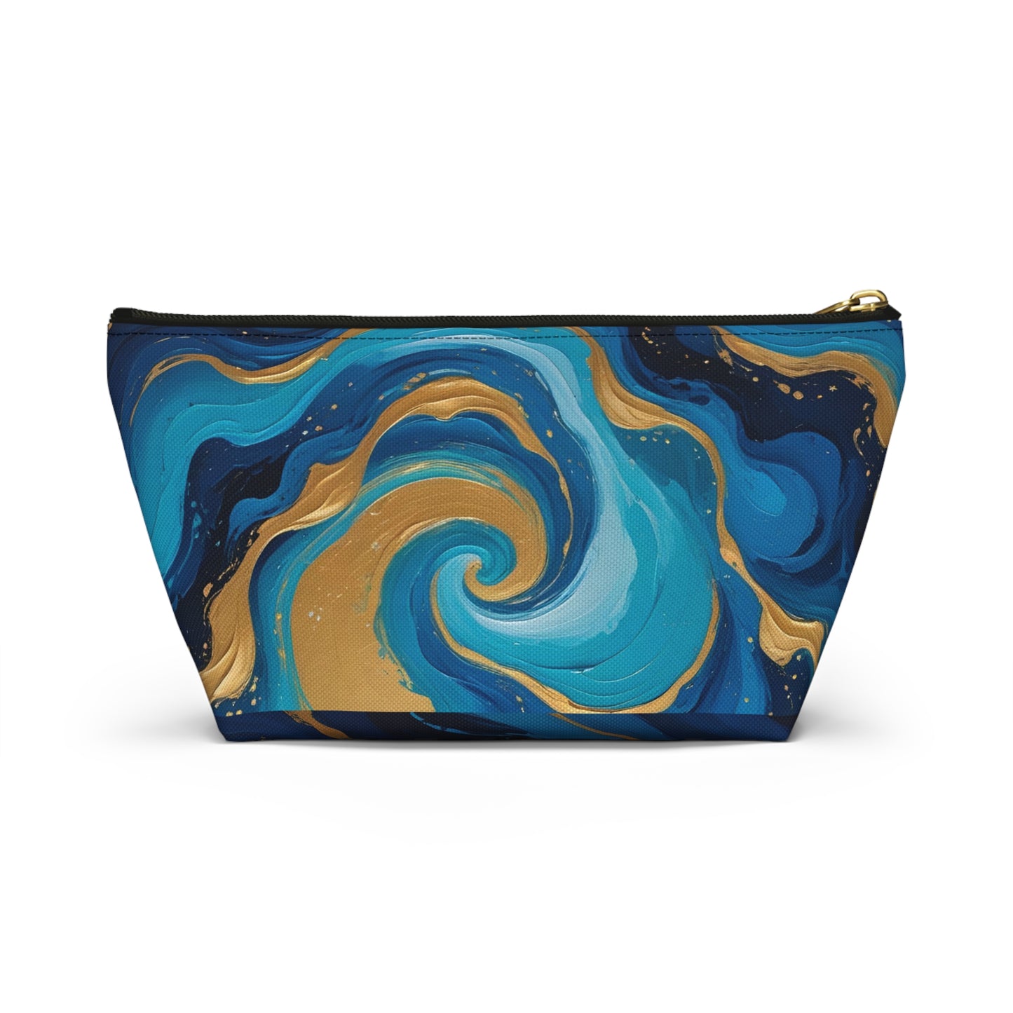 Tide Dreams Accessory Pouch – Celestial Blue & Gold Swirl Bag