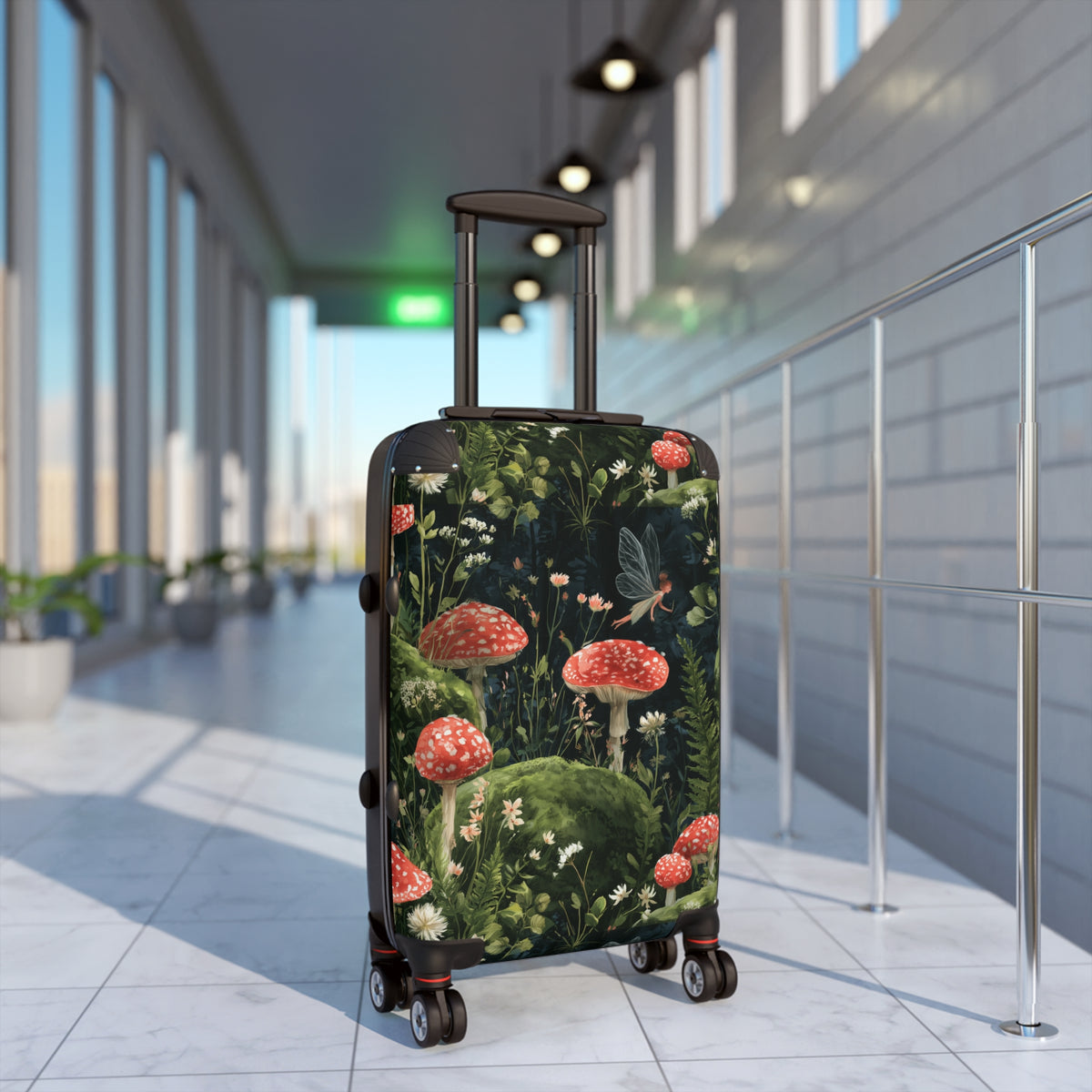 Mushroom Forest Suitcase – Botanical Toadstool Carry-On Luggage