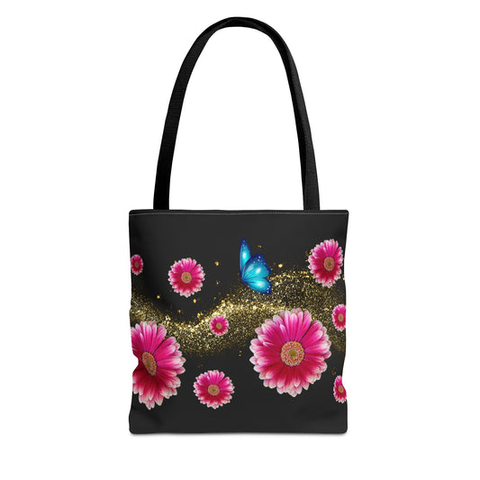 Floral Butterfly Tote Bag, Flower Power Bag, AOP Floral Shopper, Spring Tote, Gift for Nature Lovers, Eco-Friendly Bag