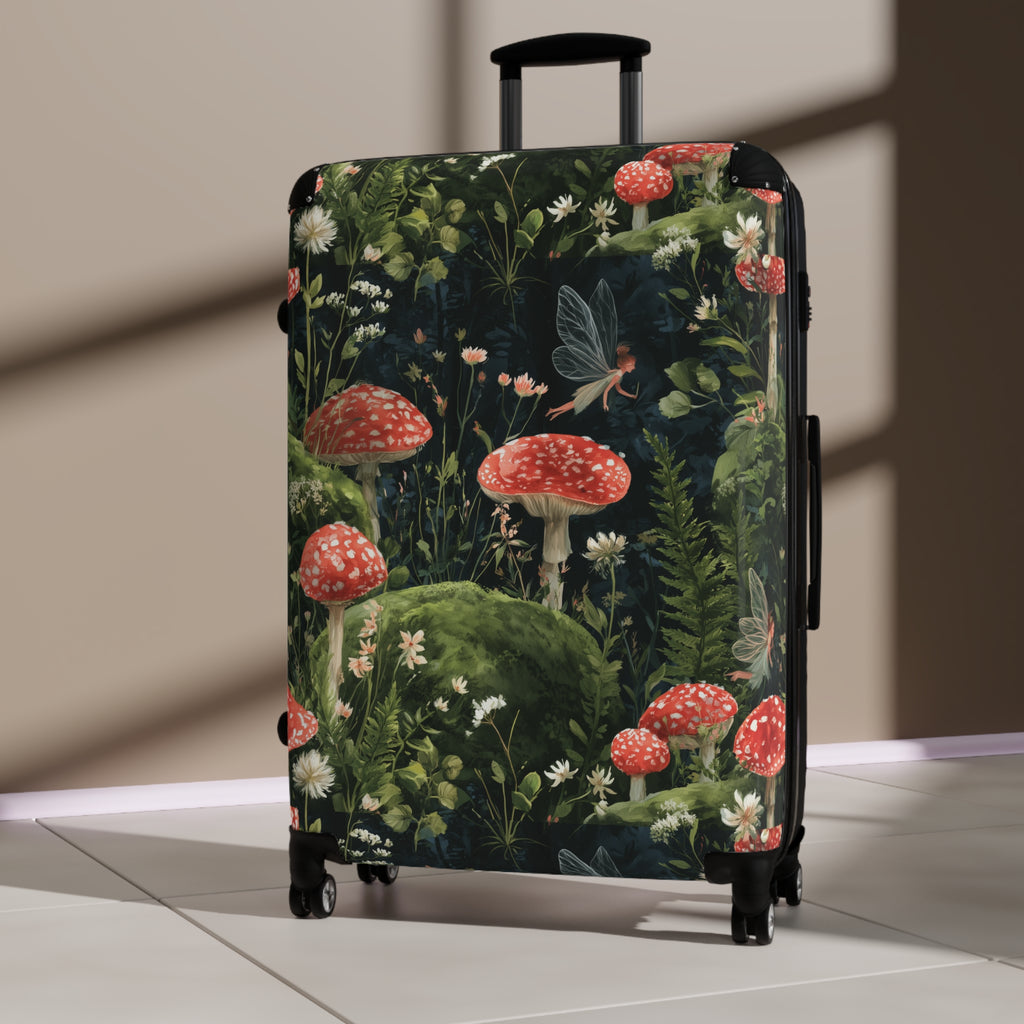 Mushroom Forest Suitcase – Botanical Toadstool Carry-On Luggage