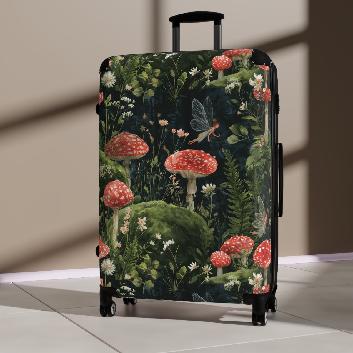Mushroom Forest Suitcase – Botanical Toadstool Carry-On Luggage