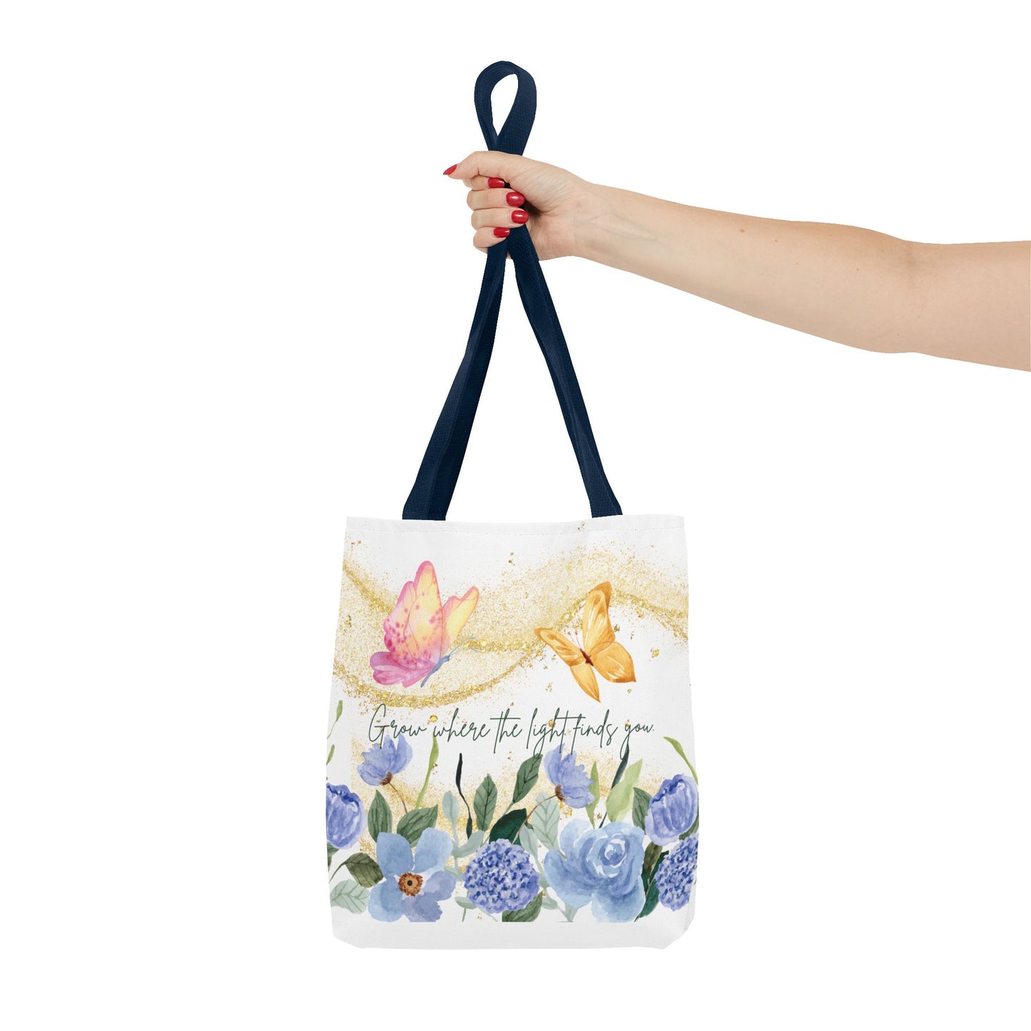 Inspirational Floral Tote Bag - "Grow Where the Light Finds You"