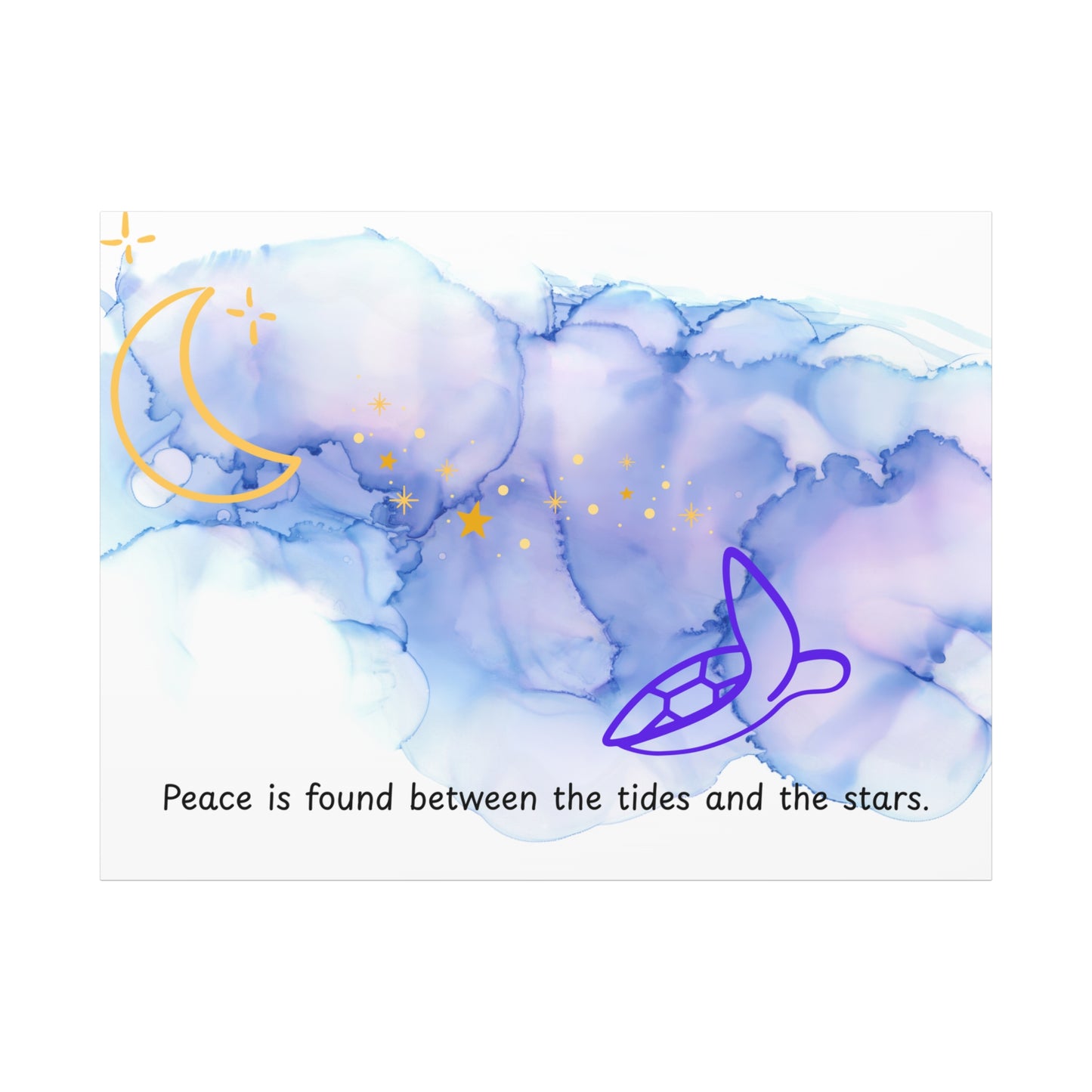 Inspirational Canvas Art - 'Peace is Found Between the Tides and the Stars' Celestial Ocean Canvas Wall Art – Moon, Stars & Tides Quote | Stardust Cove
