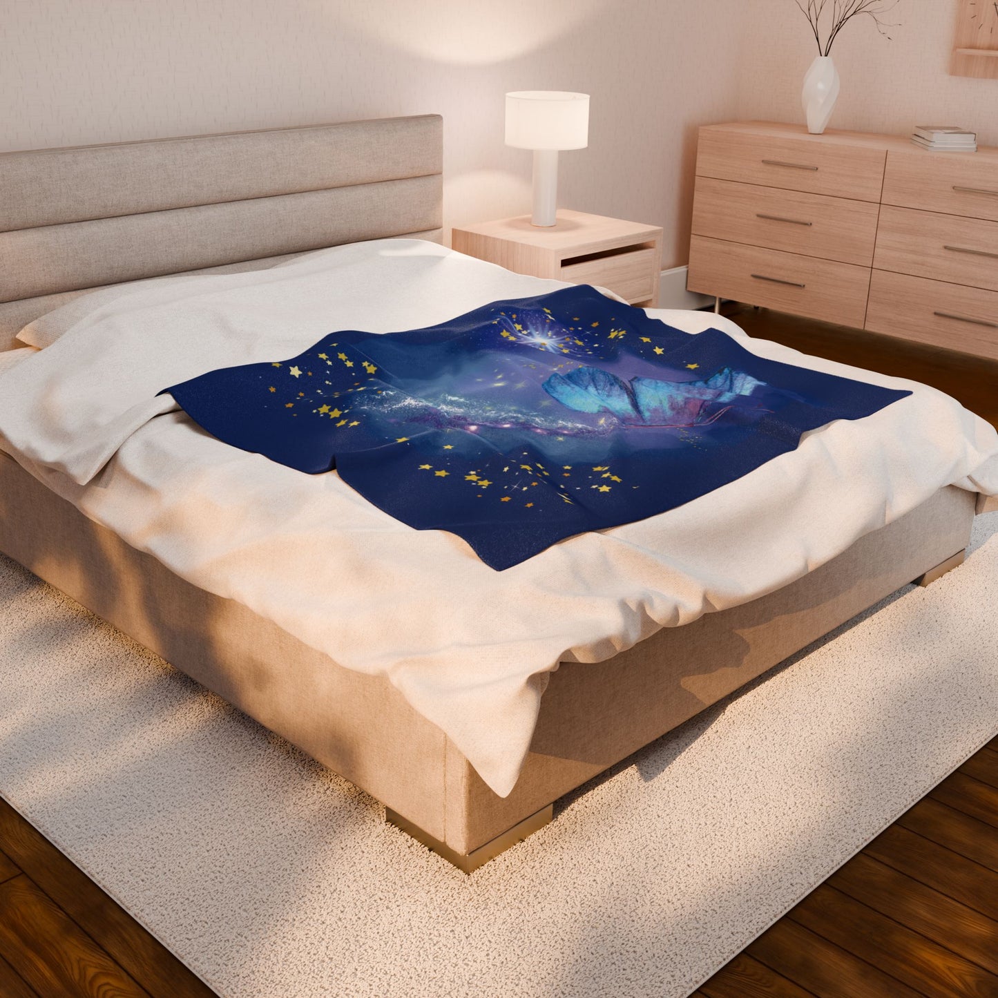 Celestial Butterfly Plush Blanket - Cozy Starry Throw for Comfort and Inspiration