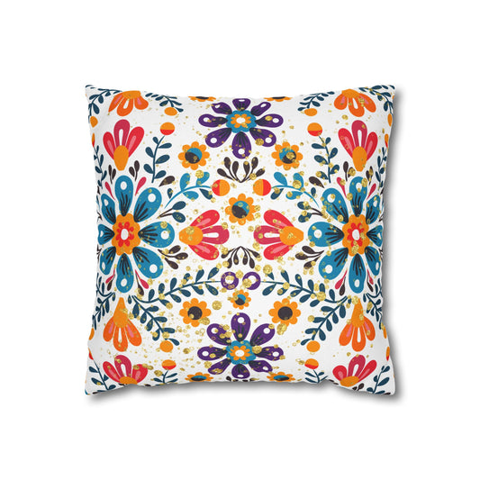Celestial Bloom Throw Pillow – Boho Floral Folk Art Cushion Cover | Colorful Home Decor by Stardust Cove