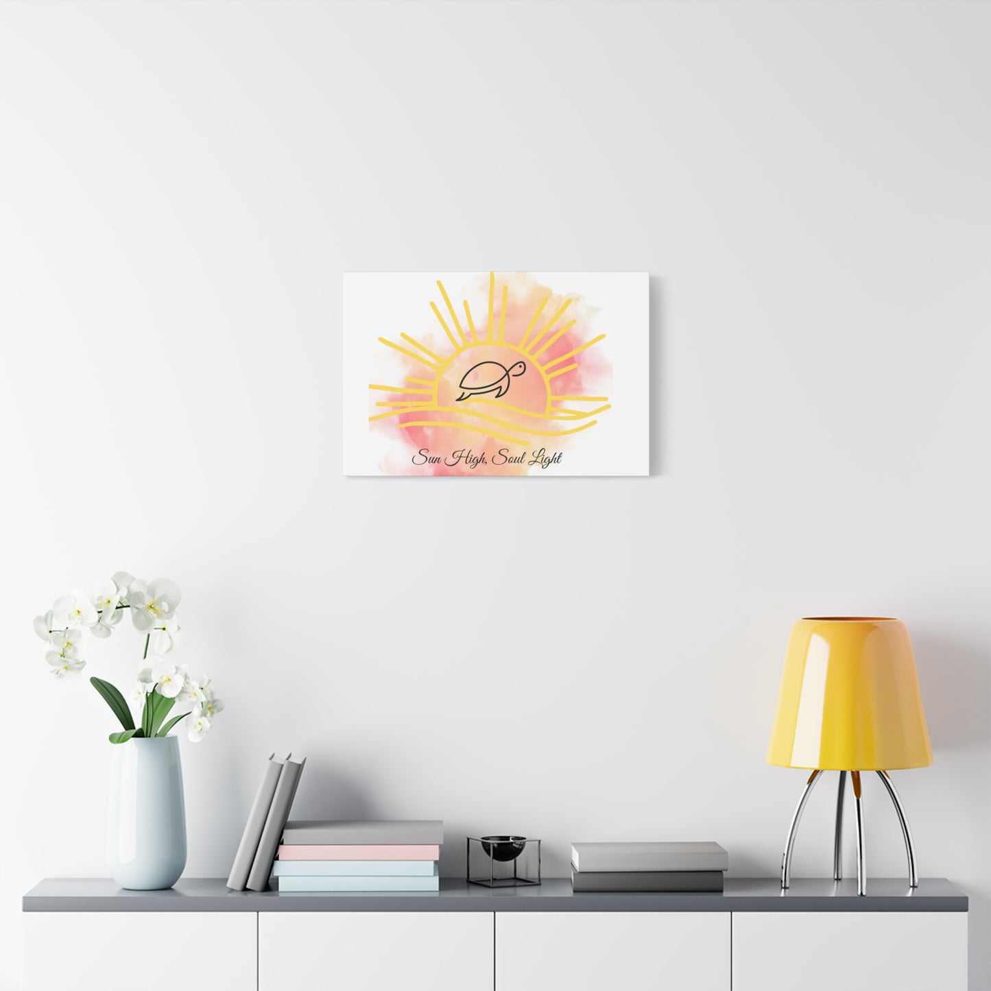 Sun High Soul Light Canvas – Watercolor Turtle & Sunrise Wall Art | Coastal Inspirational Decor