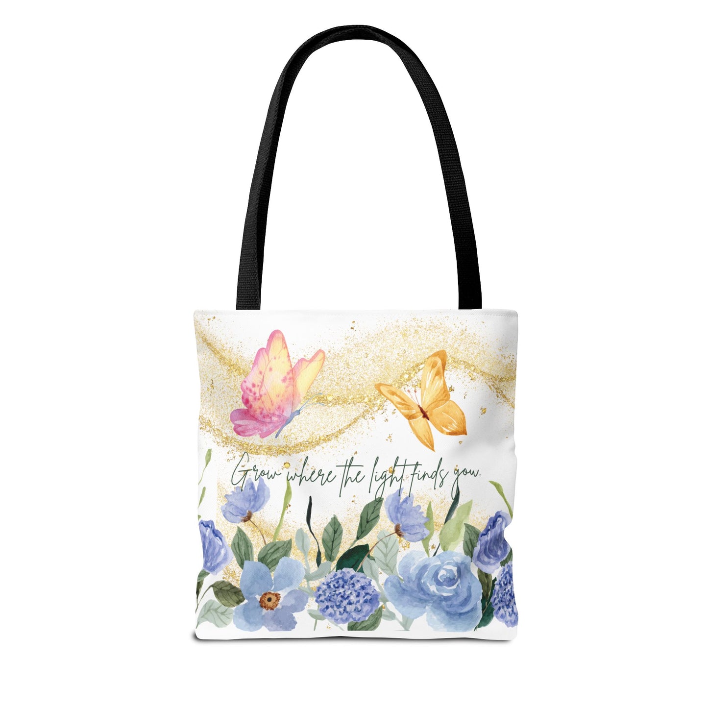 Inspirational Floral Tote Bag - "Grow Where the Light Finds You"
