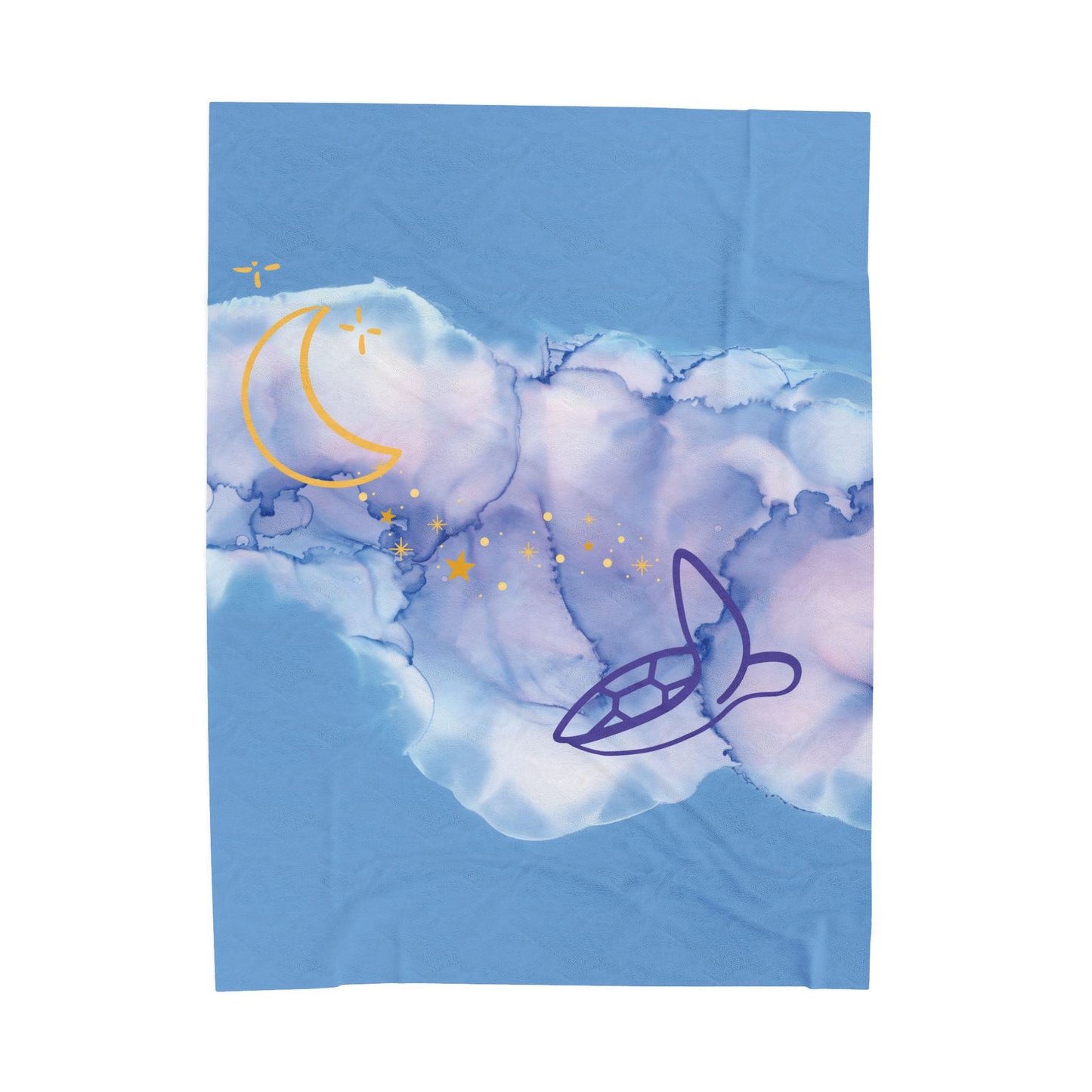 Dreamy Turtle & Moon Velveteen Plush Blanket - Cozy Nighttime Decor