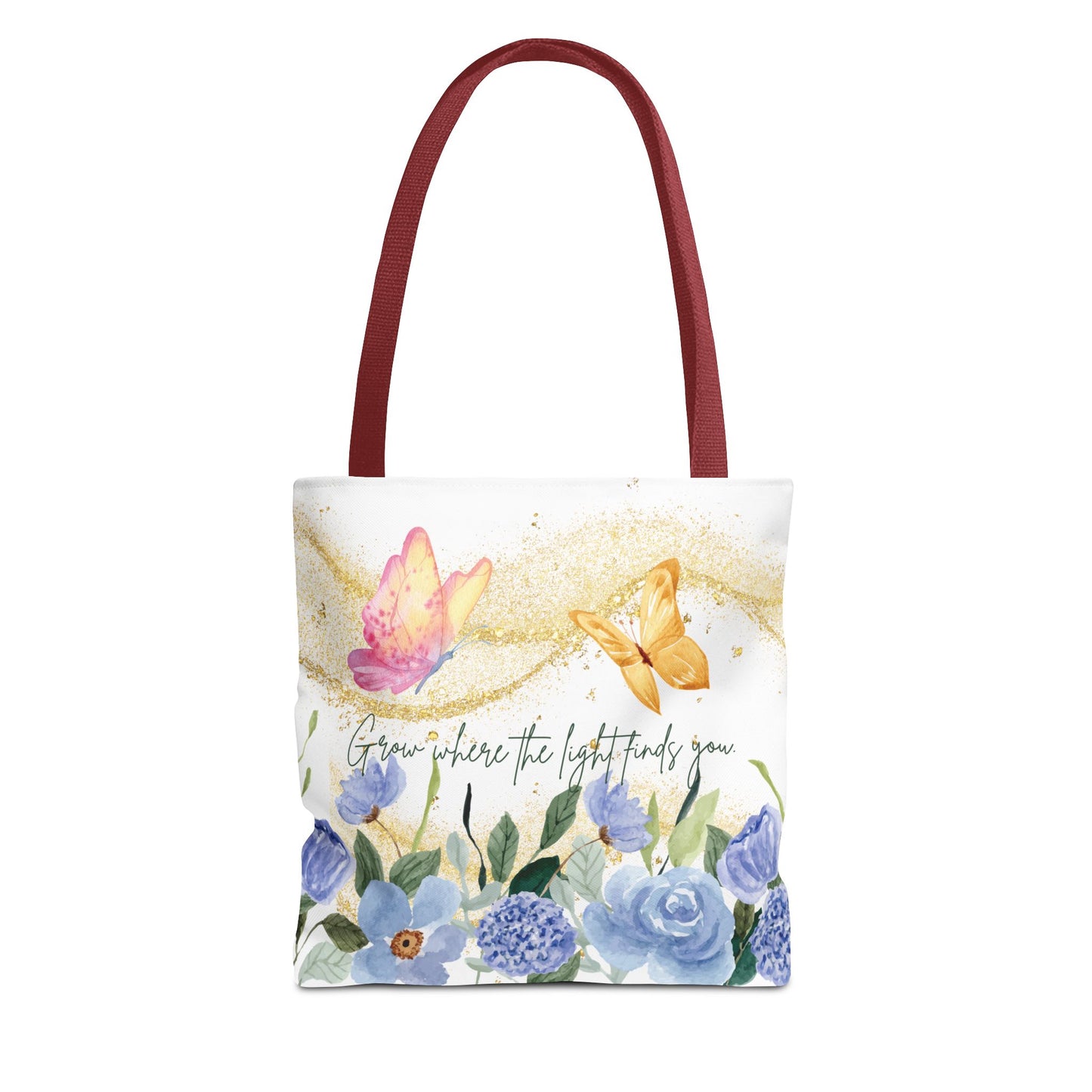 Inspirational Floral Tote Bag - "Grow Where the Light Finds You"