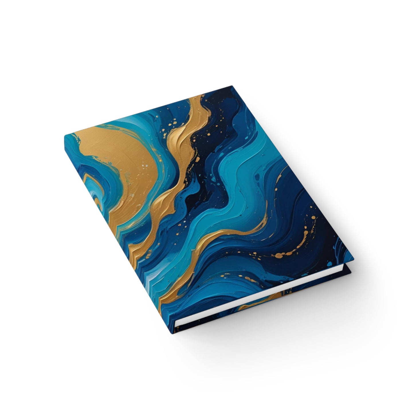 Tide Dreams Journal – Celestial Ocean Abstract Hardcover Notebook, Blue and Gold Swirl Gift for Writers, Dreamers, and Artists
