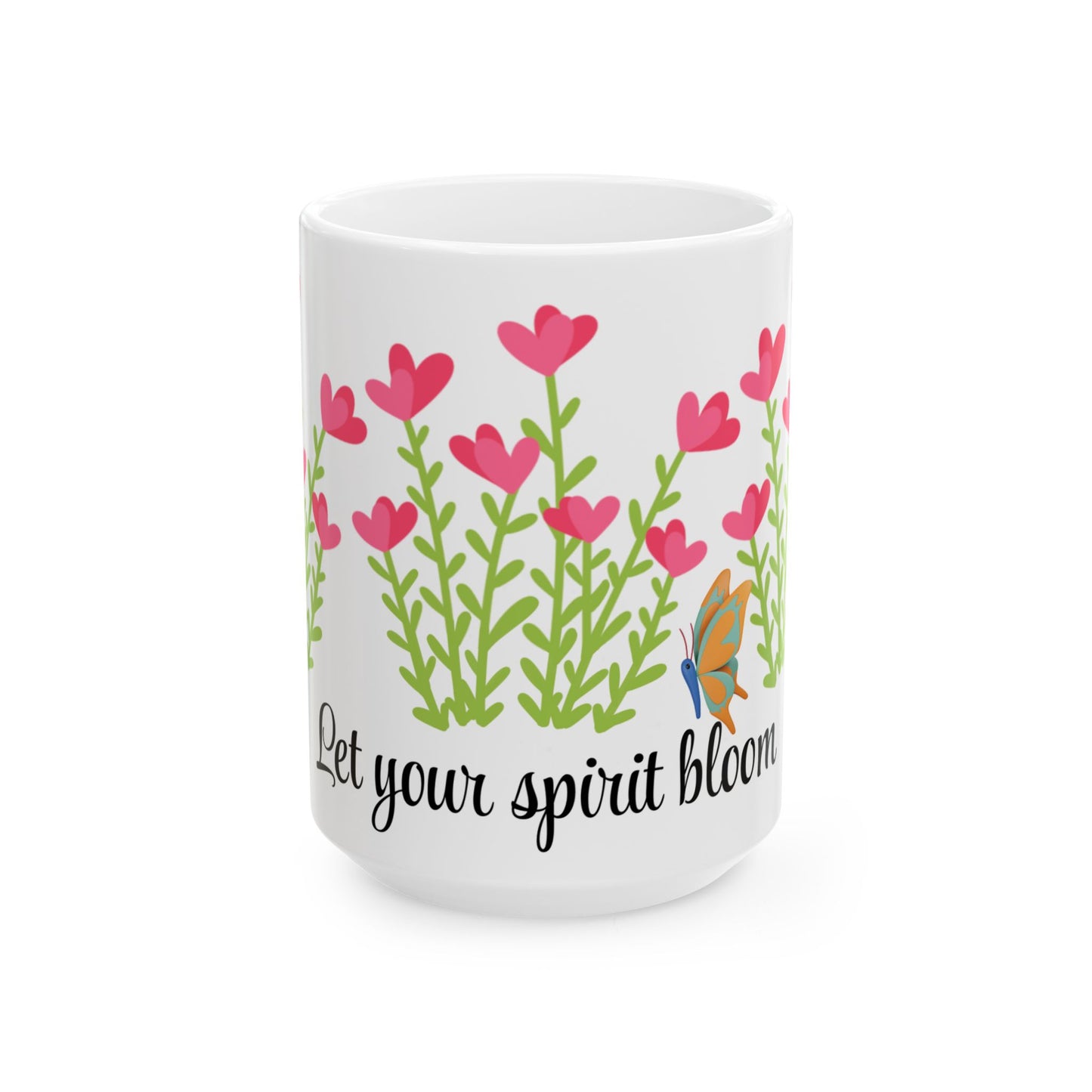 Inspirational Floral Ceramic Mug - Let Your Spirit Bloom (11oz, 15oz)