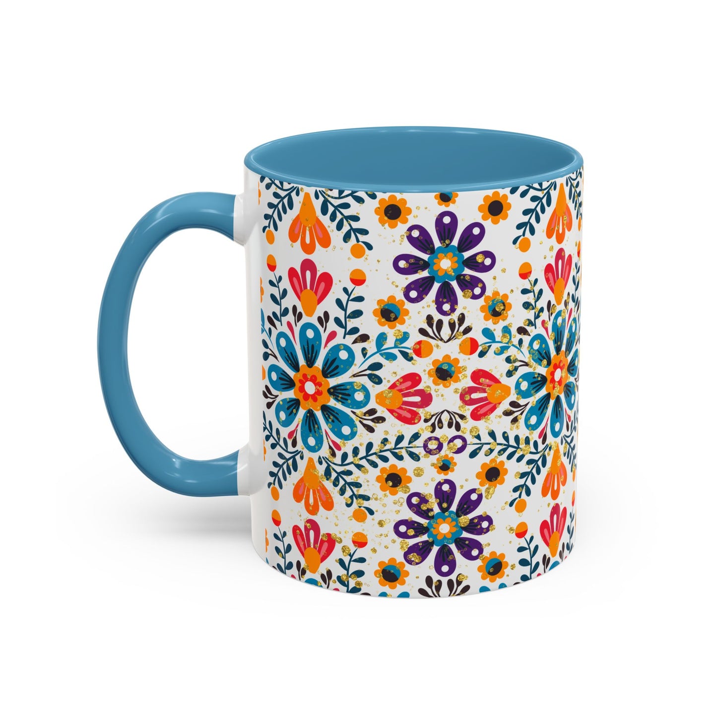 Boho Floral Coffee Mug – Folk Art Accent Mug | Colorful Ceramic Cup by Stardust Cove