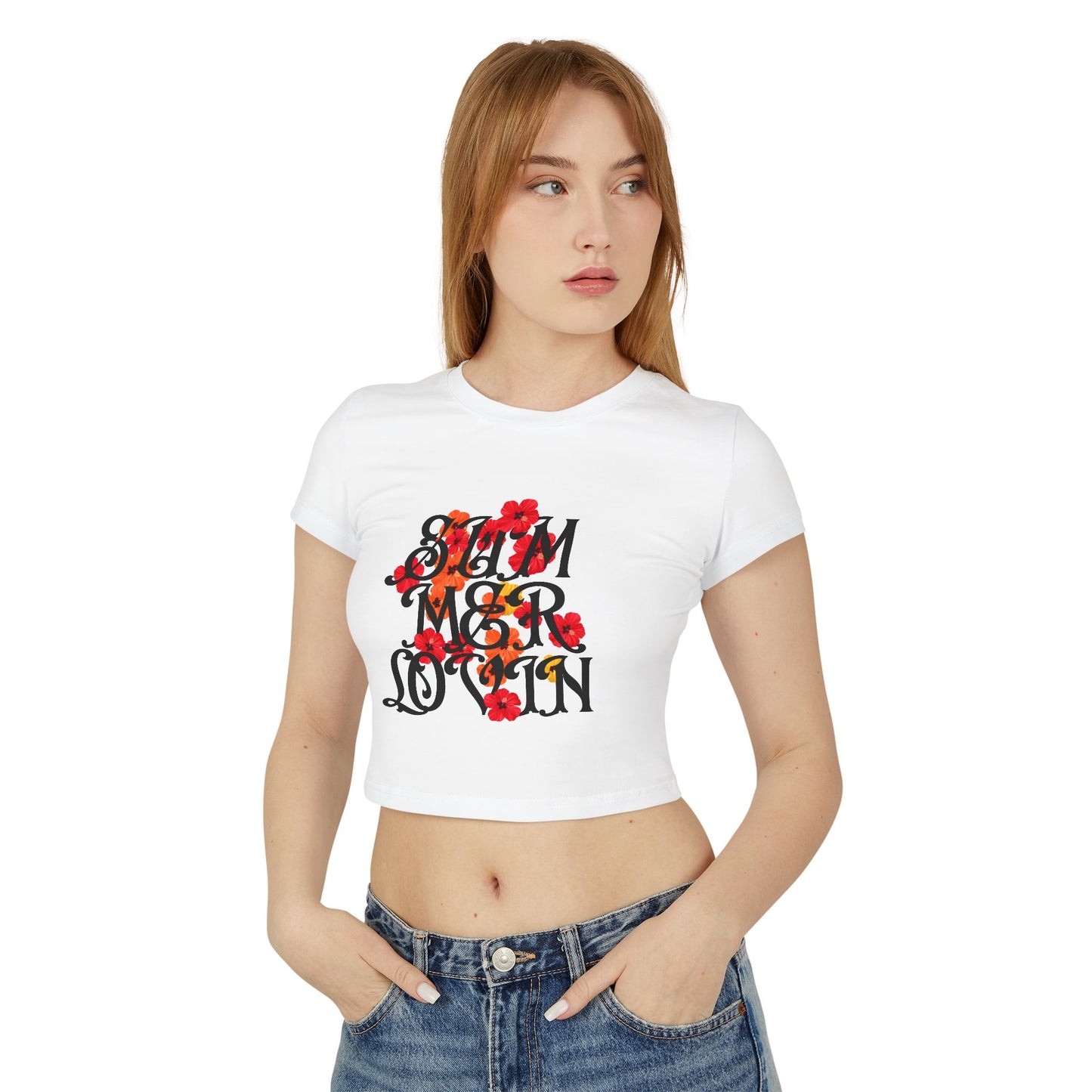 Summer Lovin’ Baby Tee – Floral Crop Top | Y2K Retro Beach Shirt