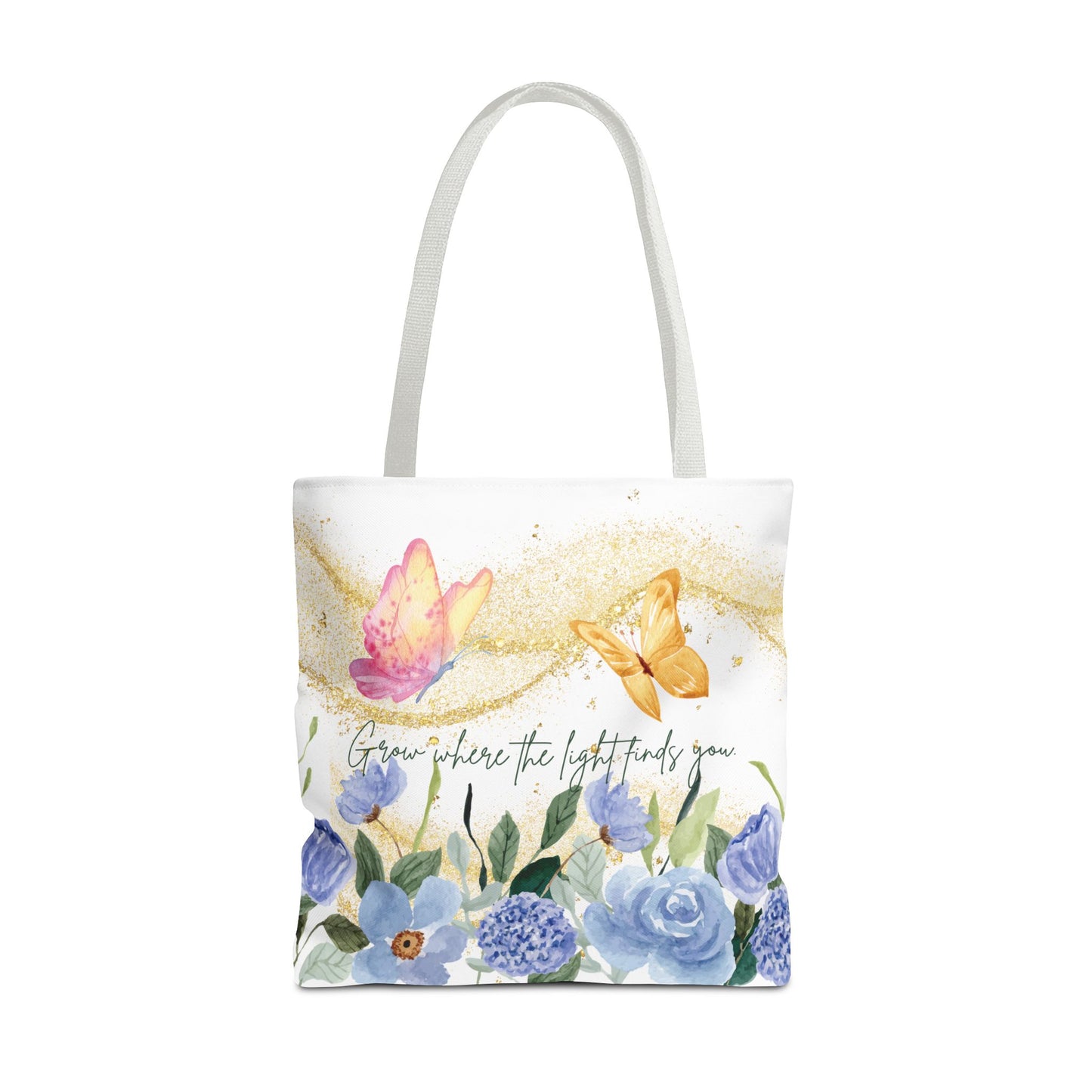 Inspirational Floral Tote Bag - "Grow Where the Light Finds You"