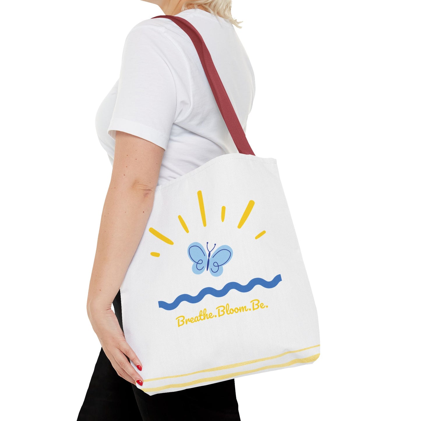 Butterfly and Stripes AOP Tote Bag - Stylish Shopping Bag, Eco-Friendly Gift, Summer Vibes, Beach Ready, Everyday Use