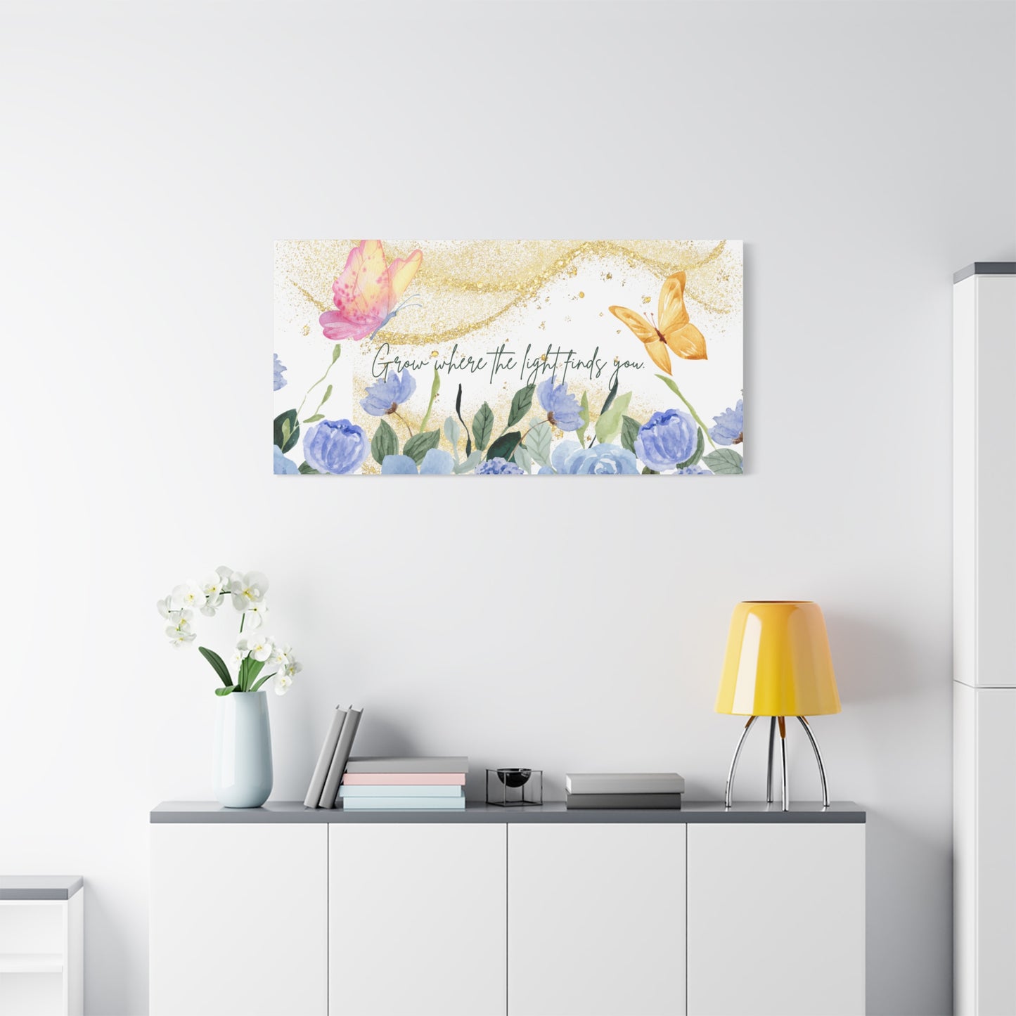 Inspirational Floral Canvas Art - "Grow Where the Light Finds You"