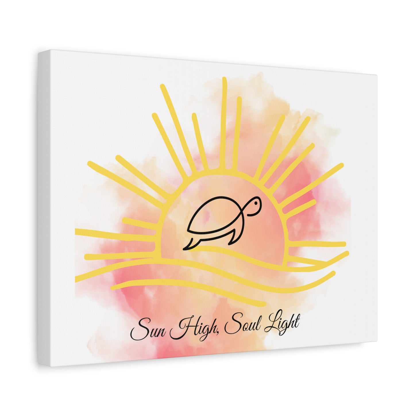 Sun High Soul Light Canvas – Watercolor Turtle & Sunrise Wall Art | Coastal Inspirational Decor
