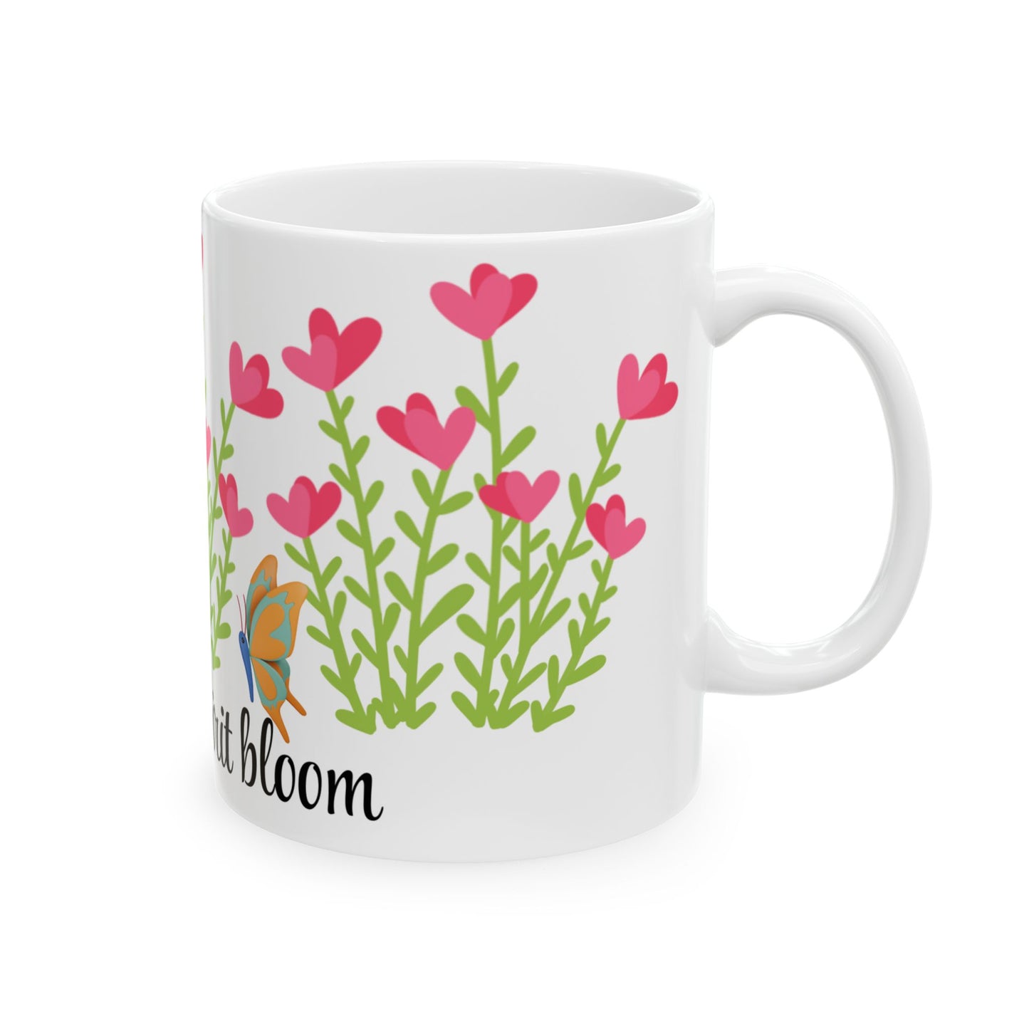 Inspirational Floral Ceramic Mug - Let Your Spirit Bloom (11oz, 15oz)