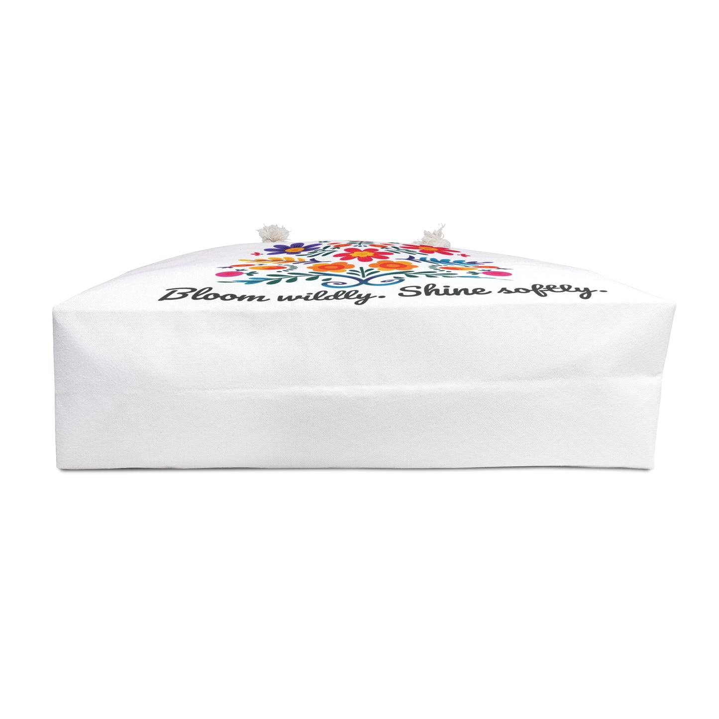 Bloom Wildly Shine Softly Weekender Bag – Floral Folk Art Tote | Boho Travel Bag | Stardust Cove Quote Collection