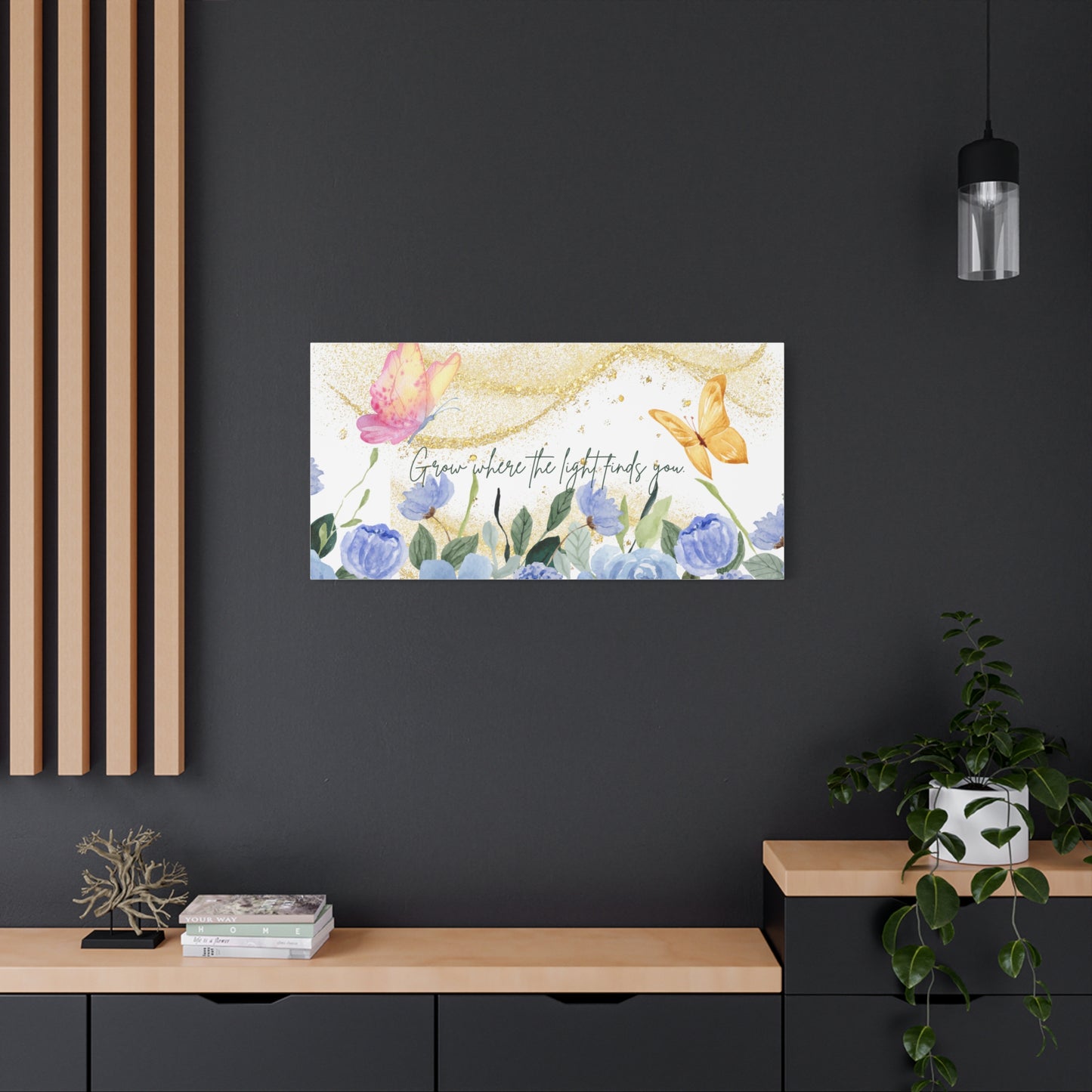 Inspirational Floral Canvas Art - "Grow Where the Light Finds You"