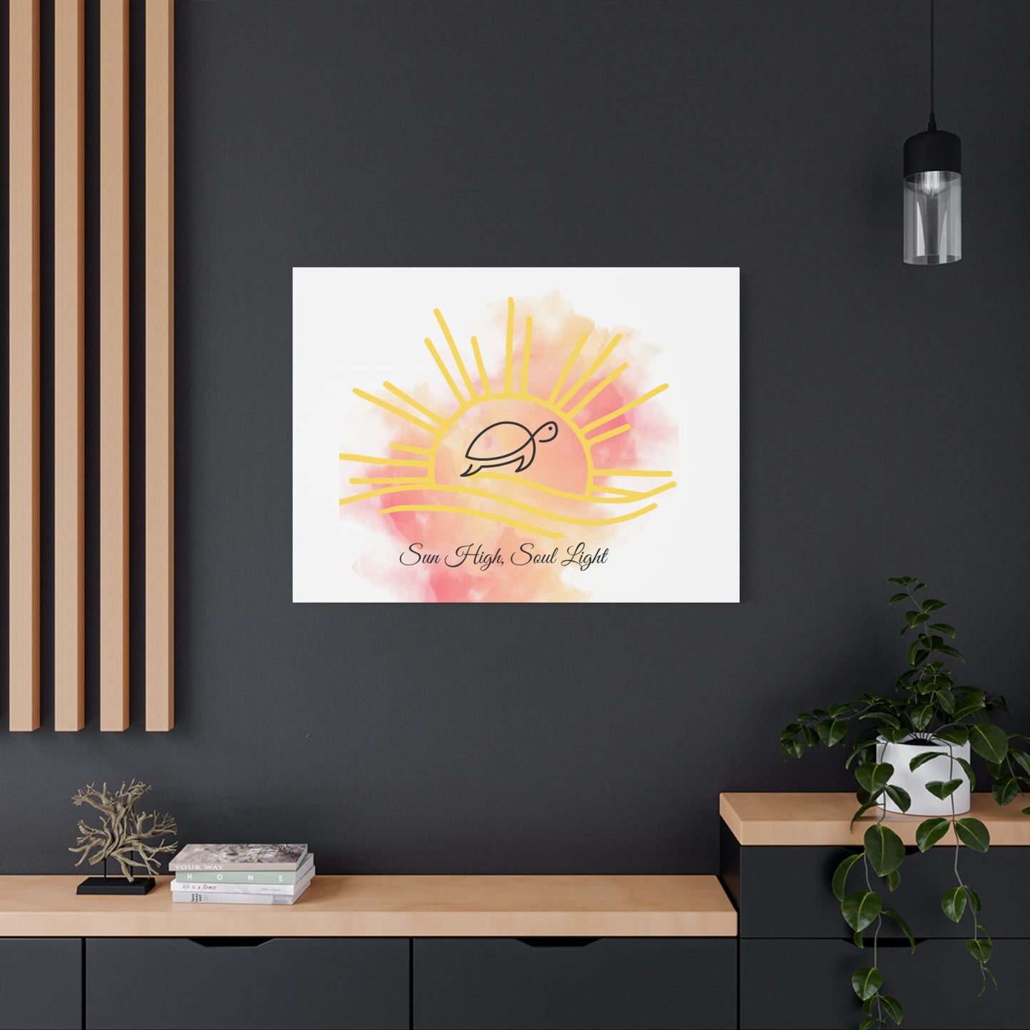 Sun High Soul Light Canvas – Watercolor Turtle & Sunrise Wall Art | Coastal Inspirational Decor