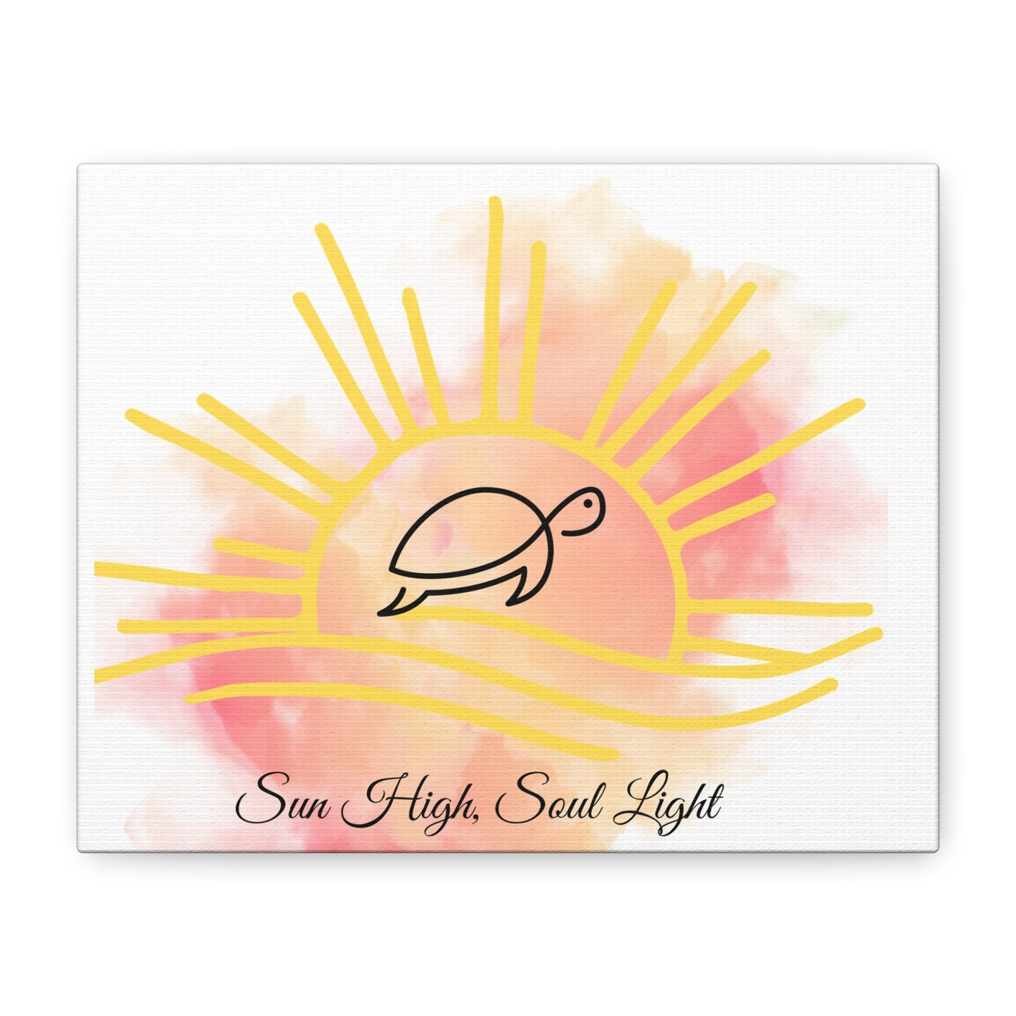 Sun High Soul Light Canvas – Watercolor Turtle & Sunrise Wall Art | Coastal Inspirational Decor