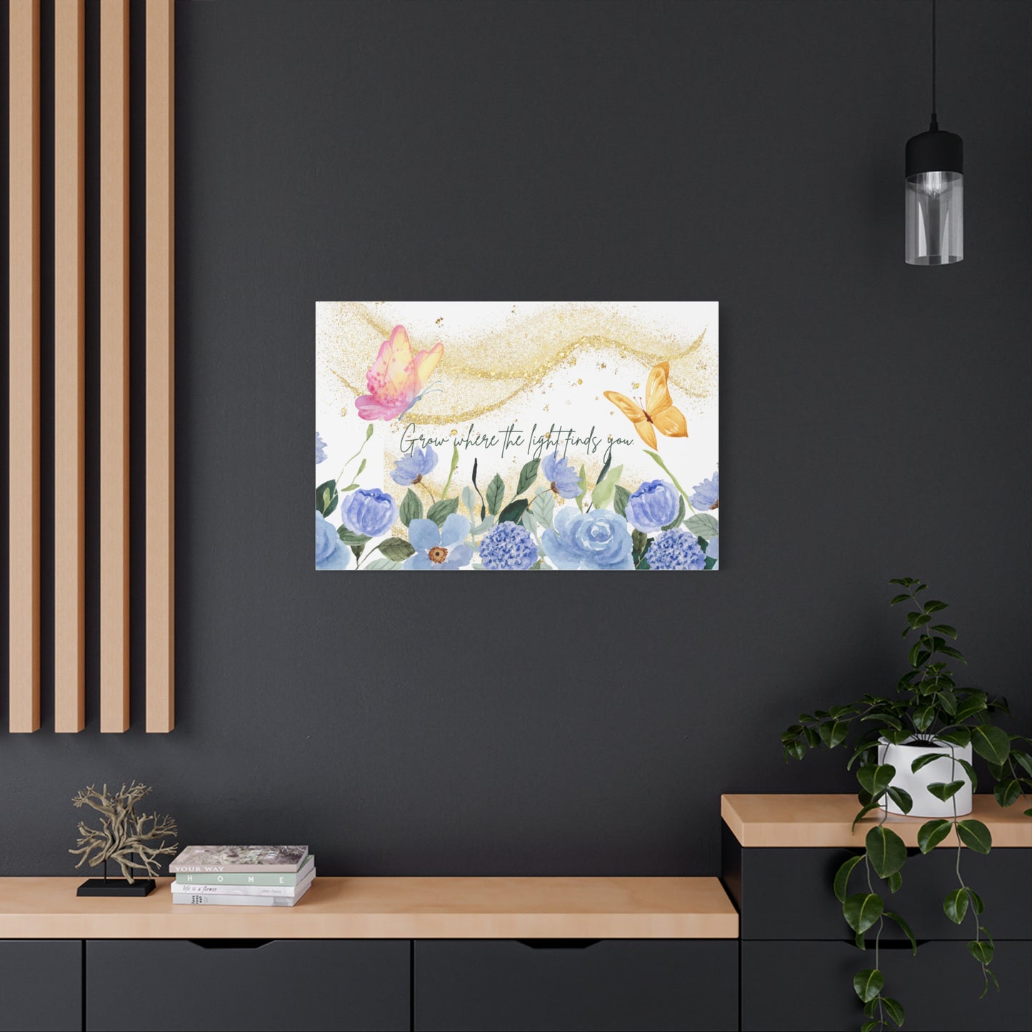 Inspirational Floral Canvas Art - "Grow Where the Light Finds You"