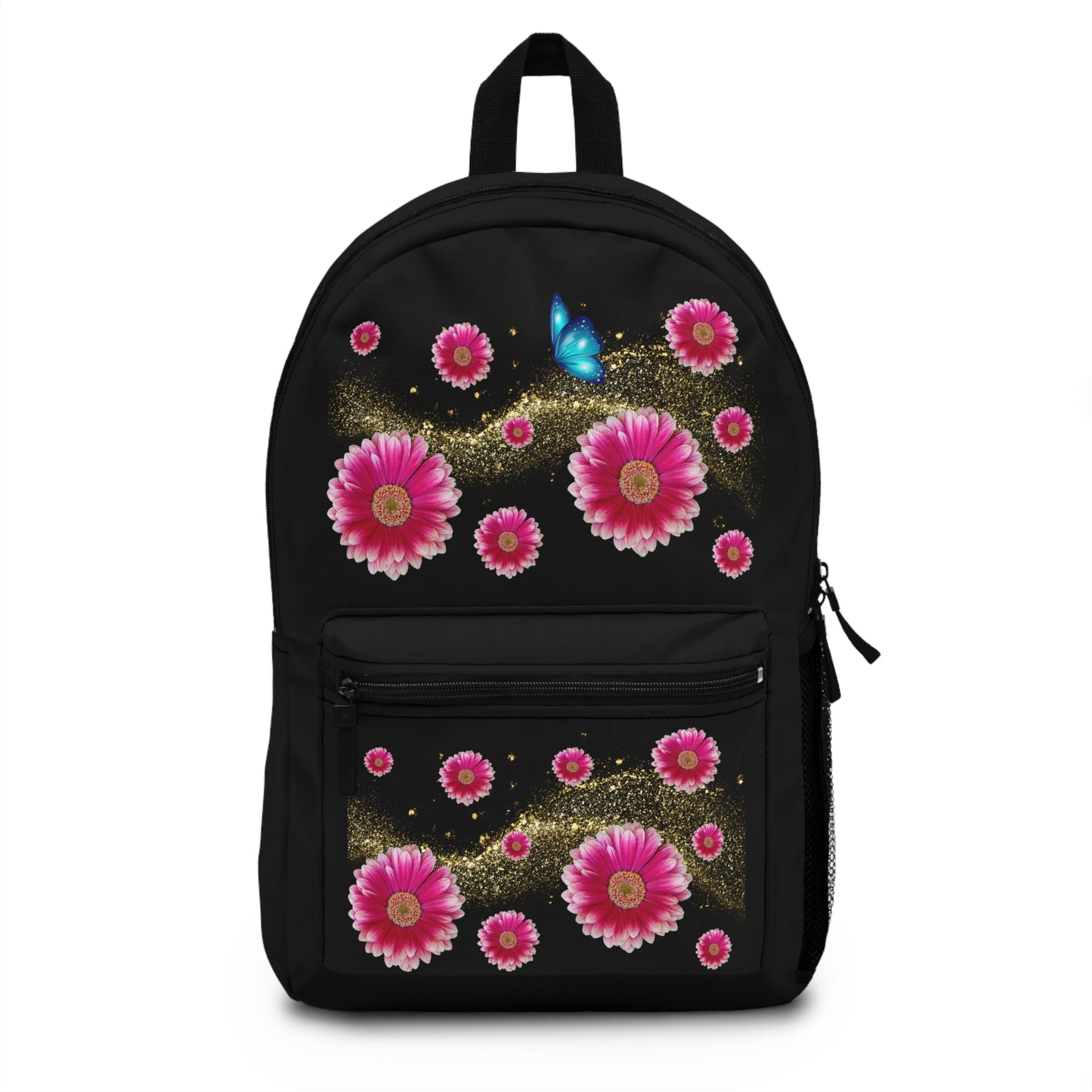 Pink Floral Backpack with Pink Daisy & Stardust Butterfly Backpack – Magical Floral School Bag | Stardust Cove