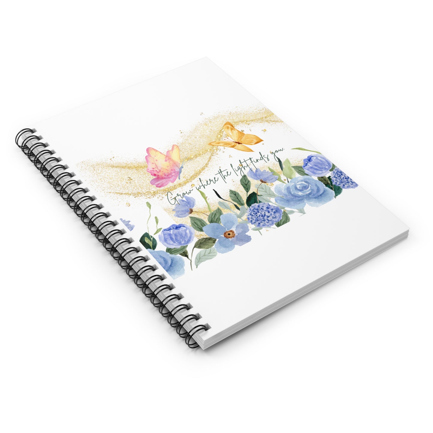 Floral Inspiring Spiral Notebook - "Grow Where The Light Falls"