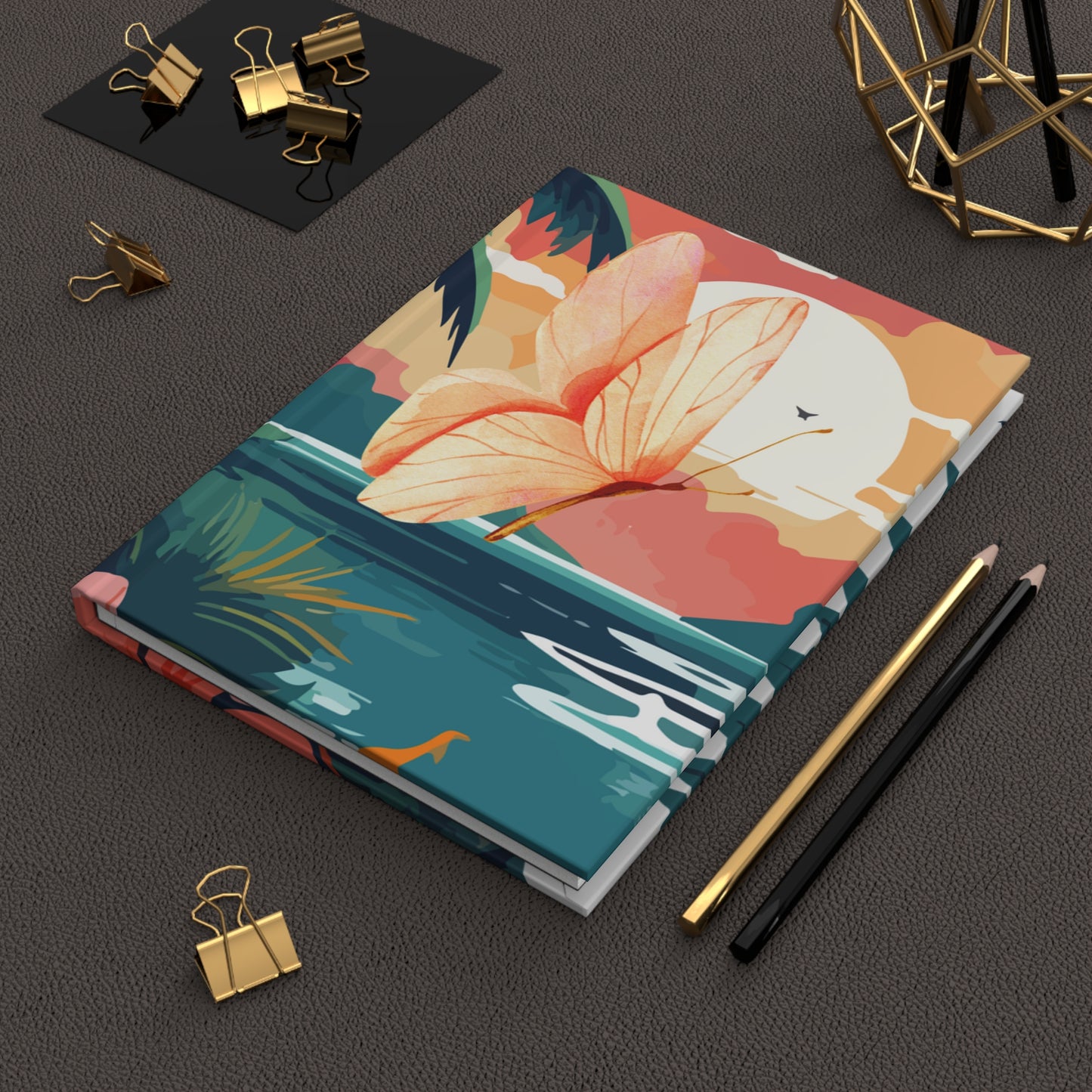 Tropical Butterfly Sunset Journal – Hardcover Matte Notebook | Coastal Dreamscape
